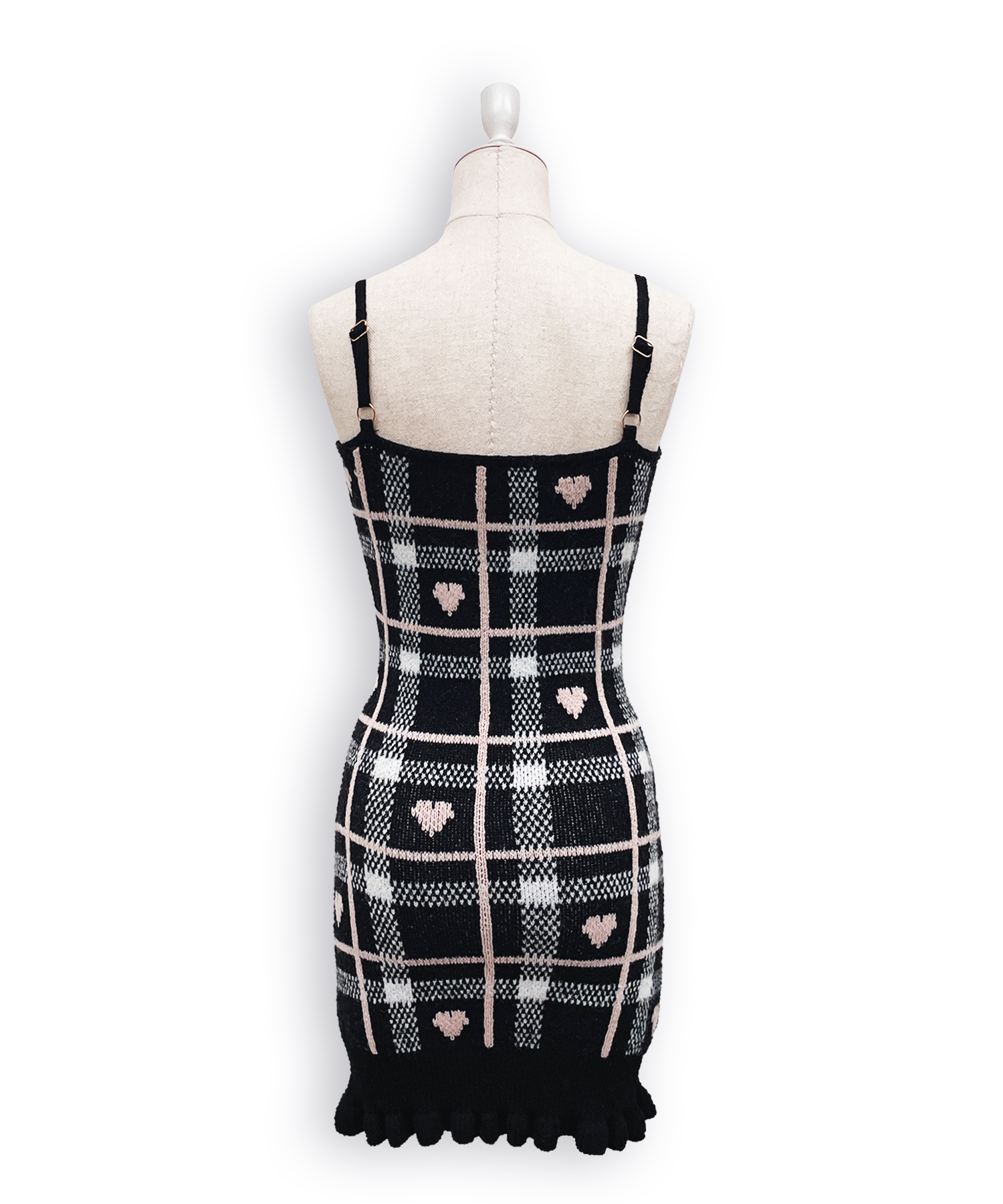 ハートチェックキャミワンピニットセットアップ