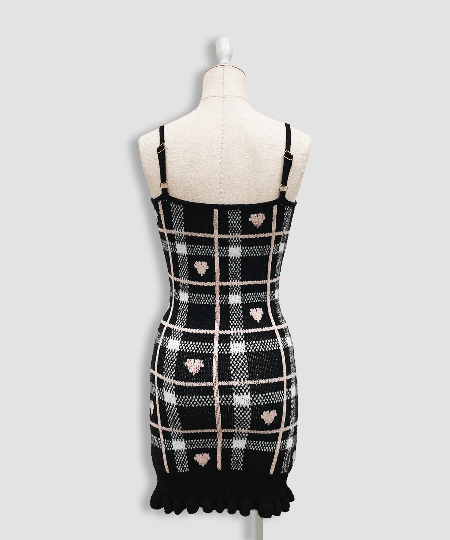 ハートチェックキャミワンピニットセットアップ