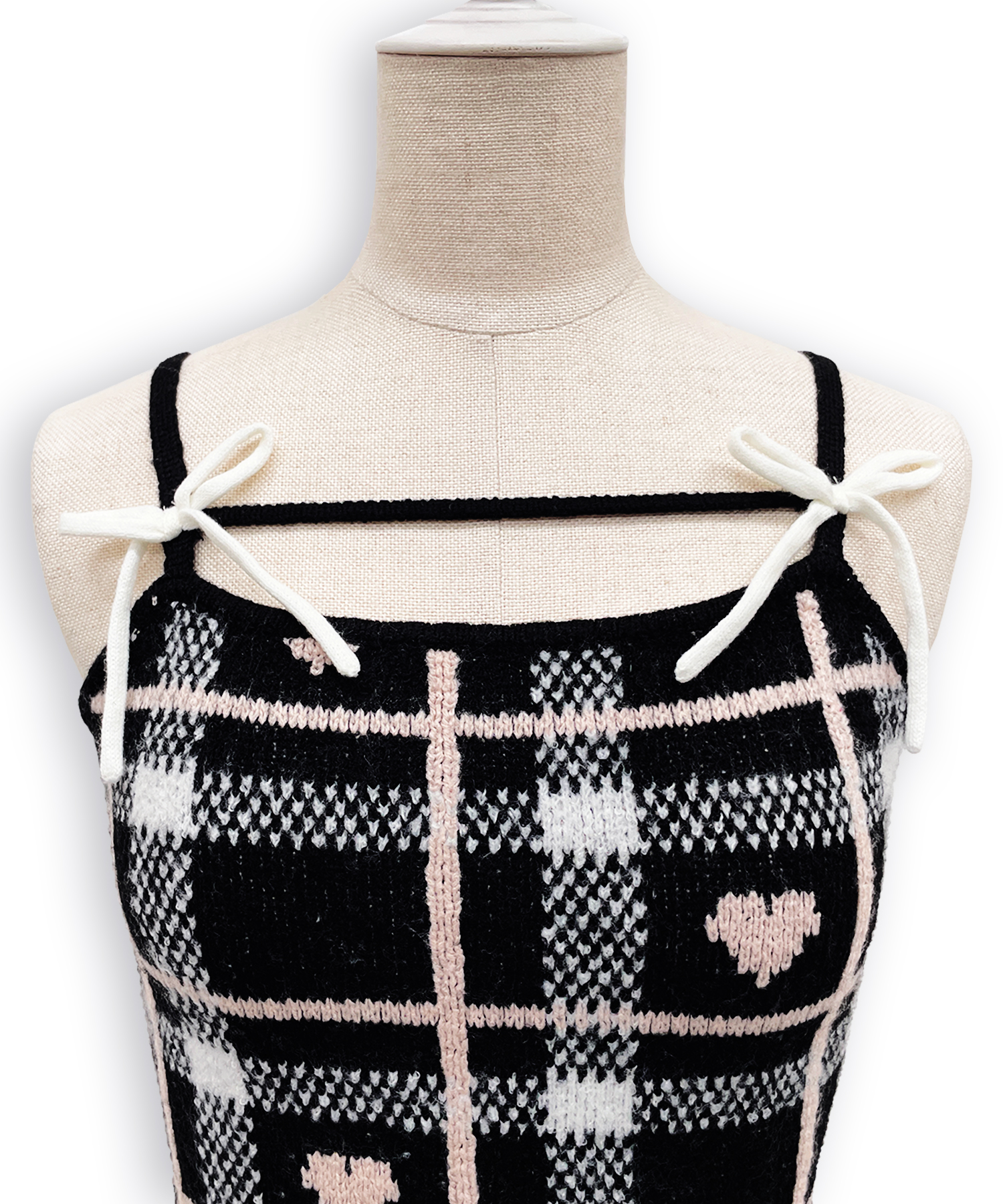 ハートチェックキャミワンピニットセットアップ