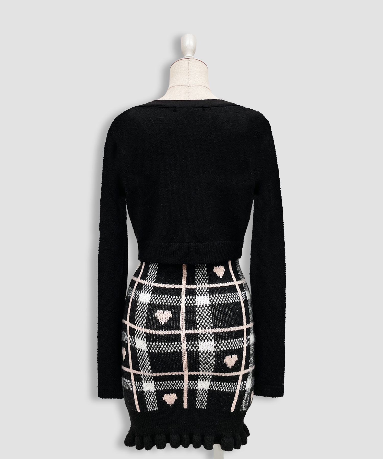 ハートチェックキャミワンピニットセットアップ