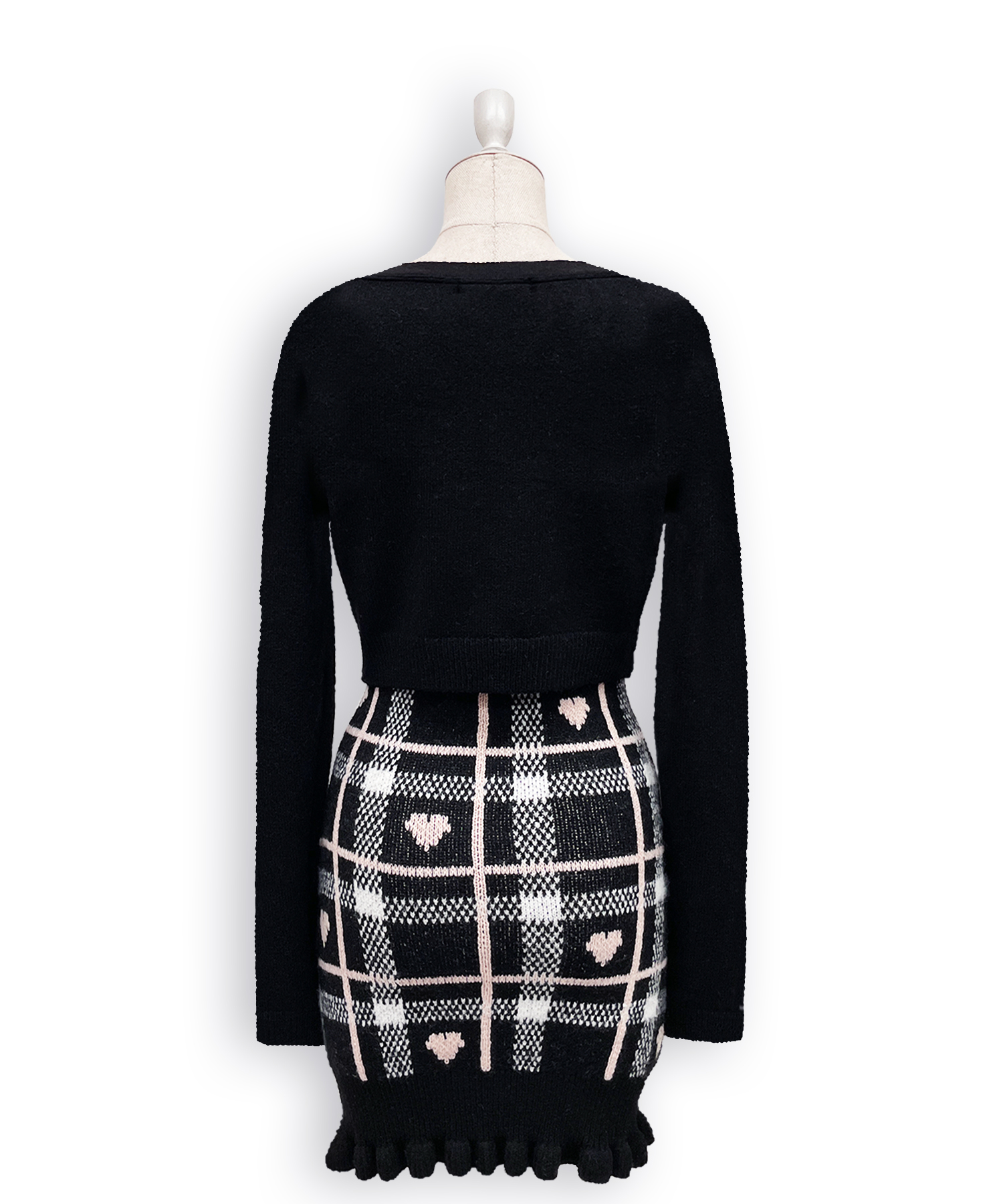 ハートチェックキャミワンピニットセットアップ