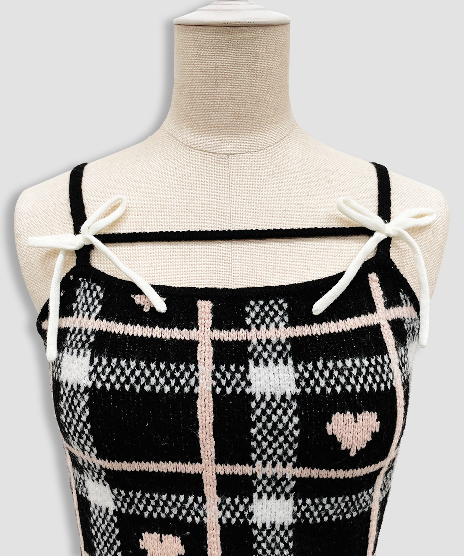 ハートチェックキャミワンピニットセットアップ