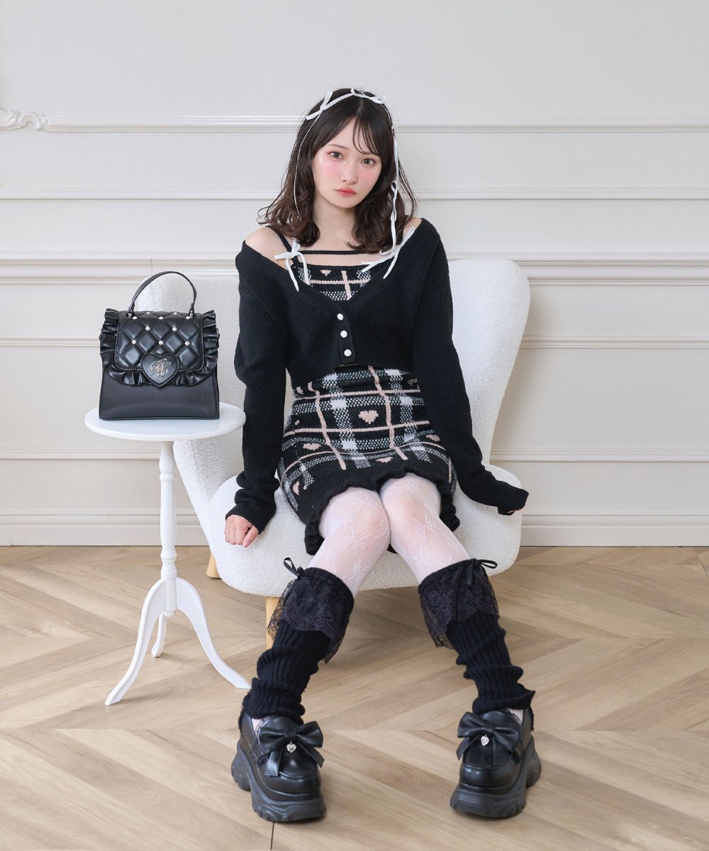 ハートチェックキャミワンピニットセットアップ