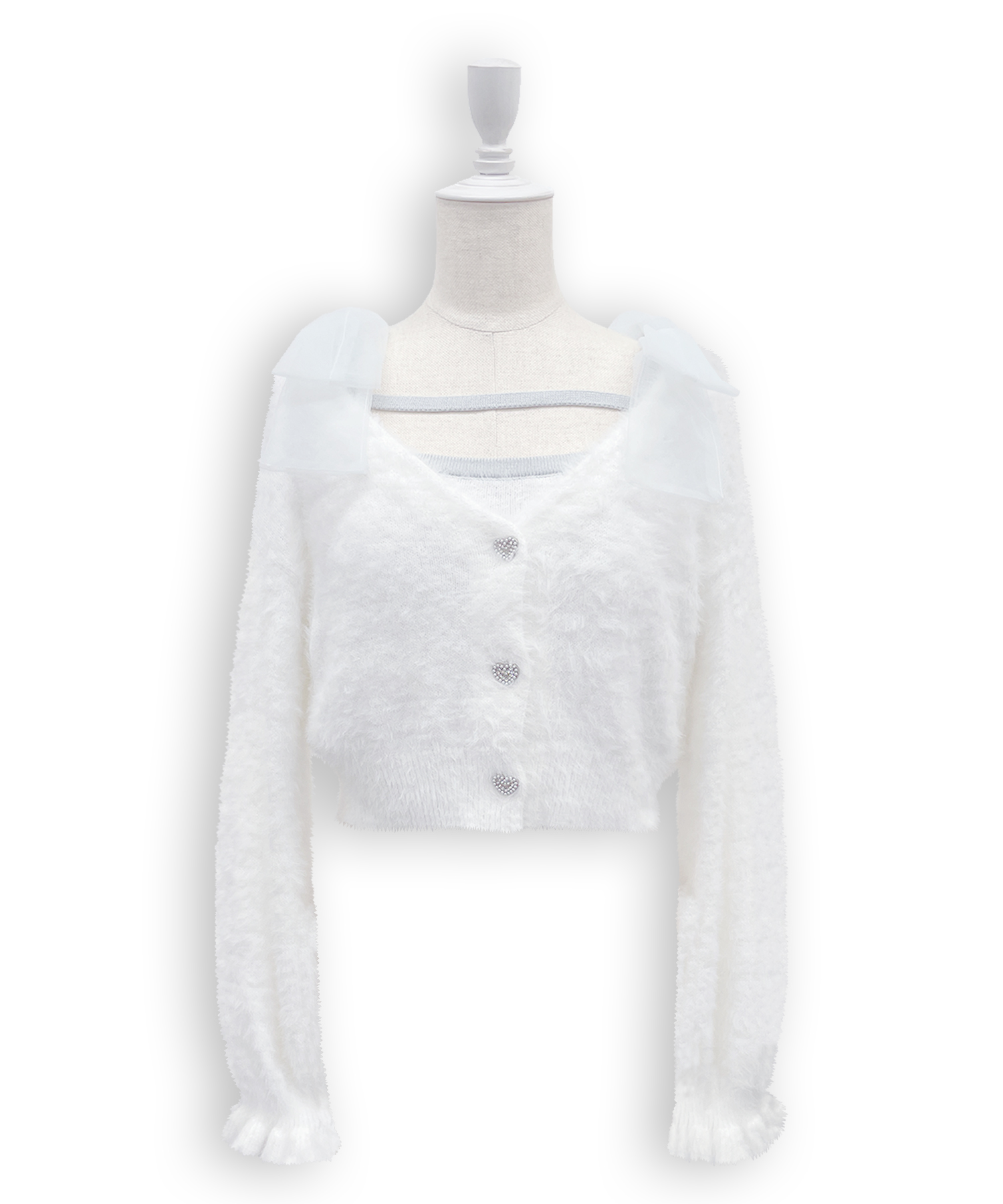 フェザーニットカーディガンキャミセット