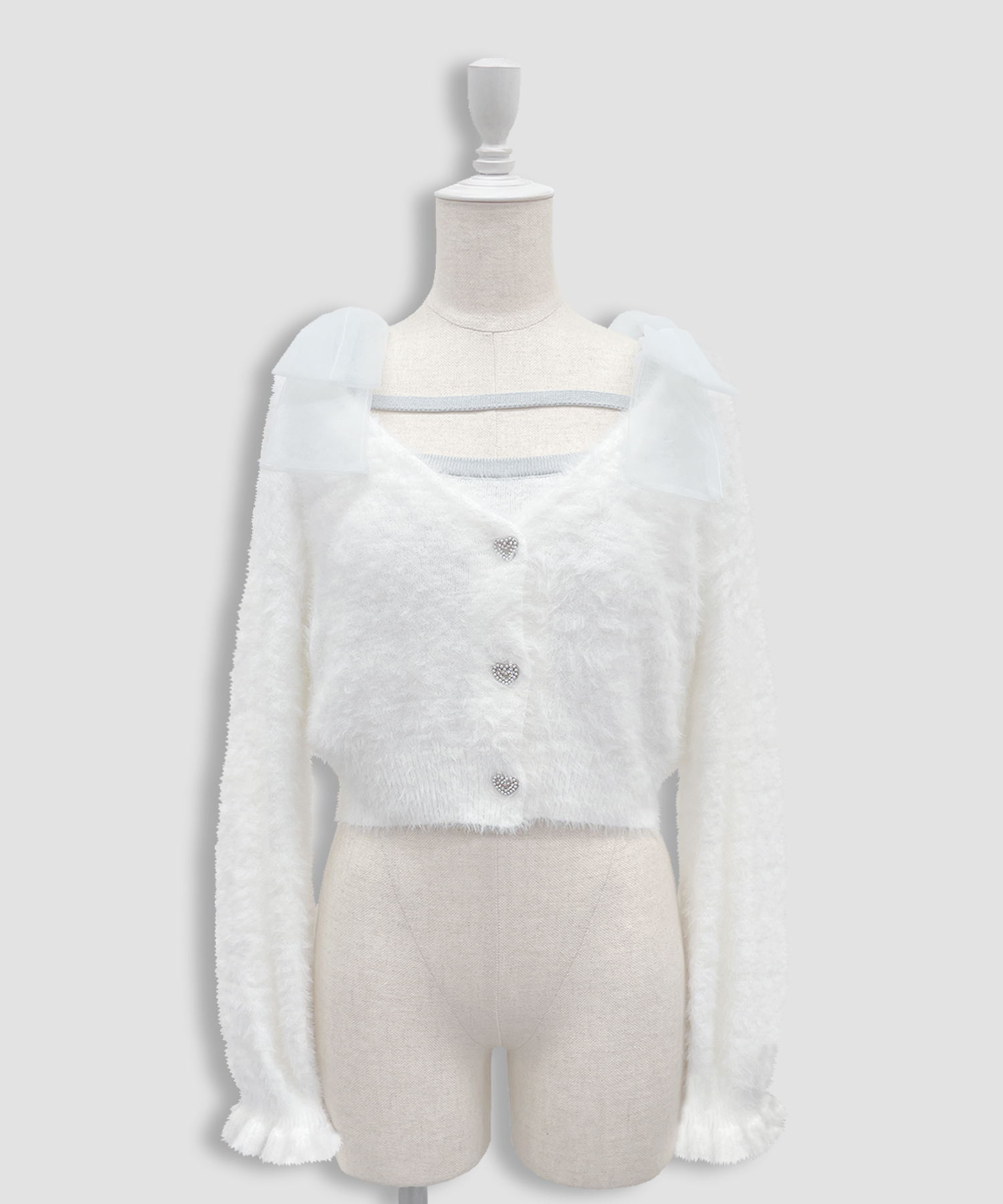 フェザーニットカーディガンキャミセット