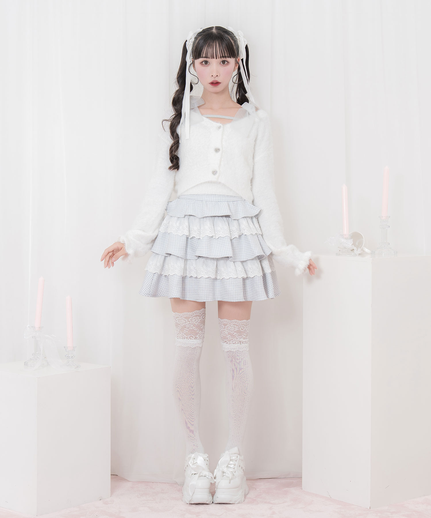 フェザーニットカーディガンキャミセット