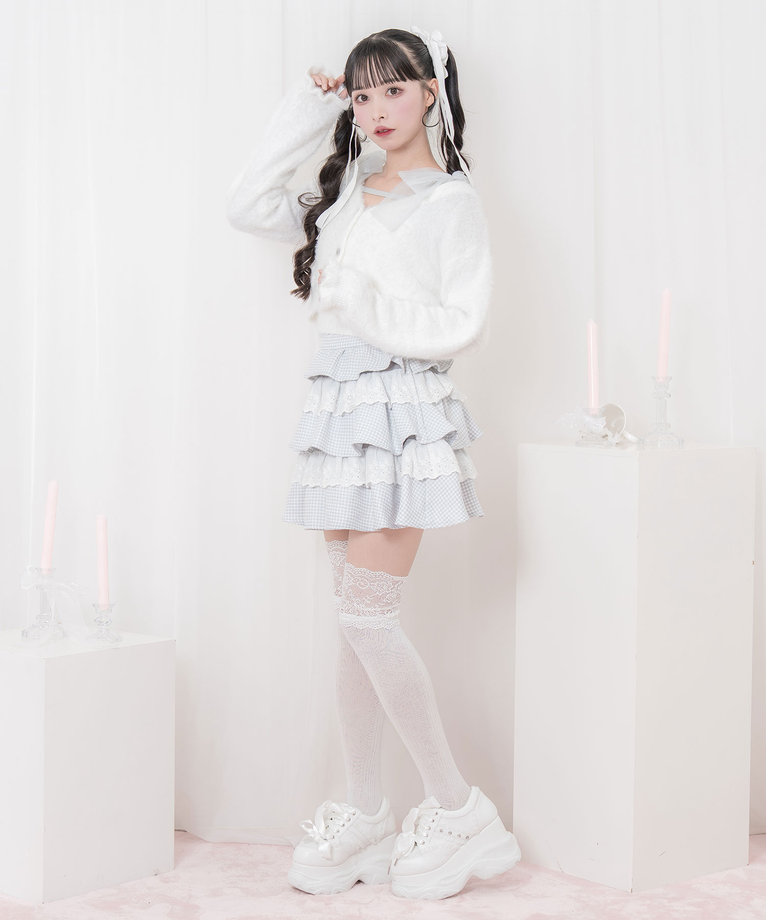 フェザーニットカーディガンキャミセット