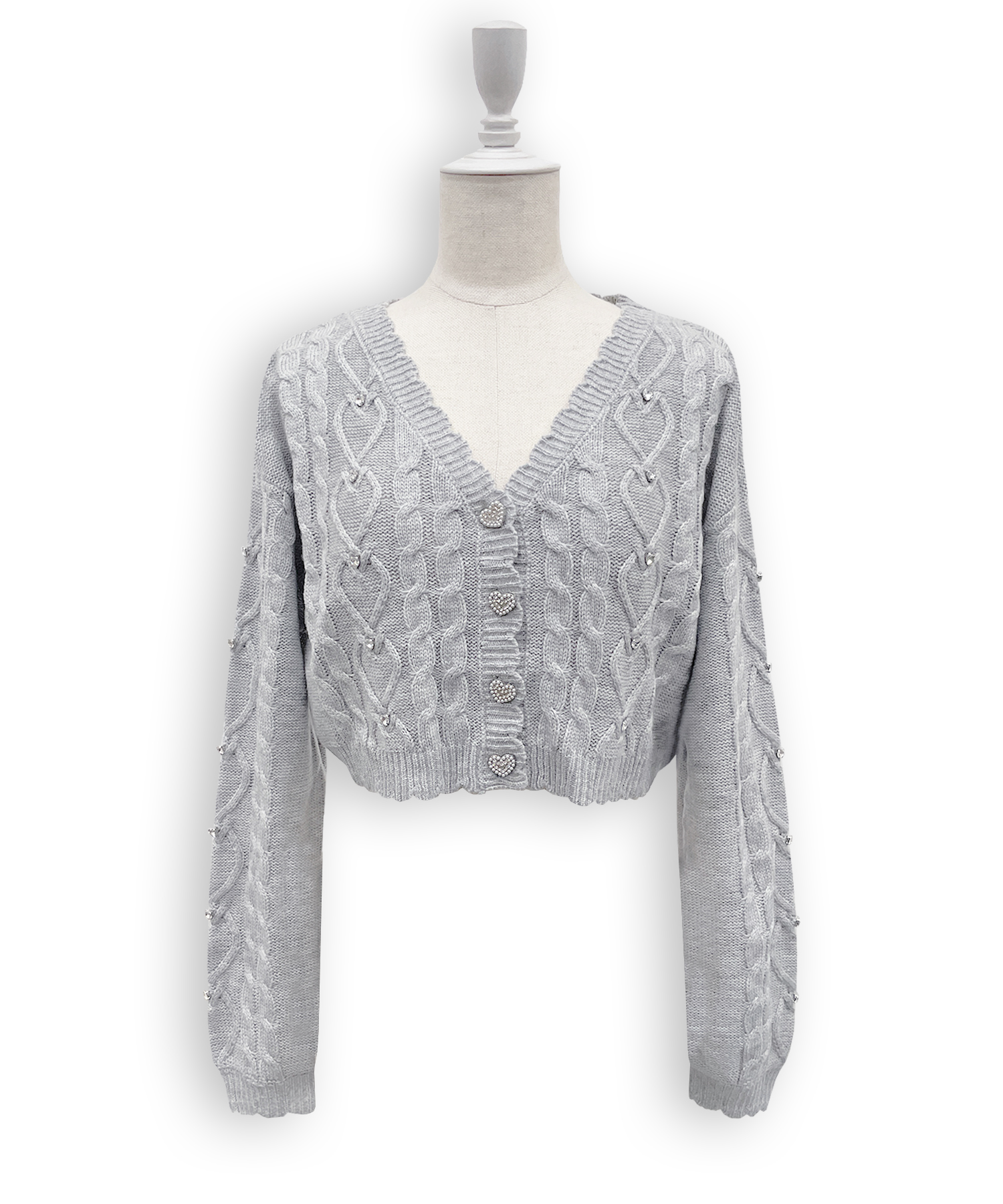 ハートビジューショートカーディガン