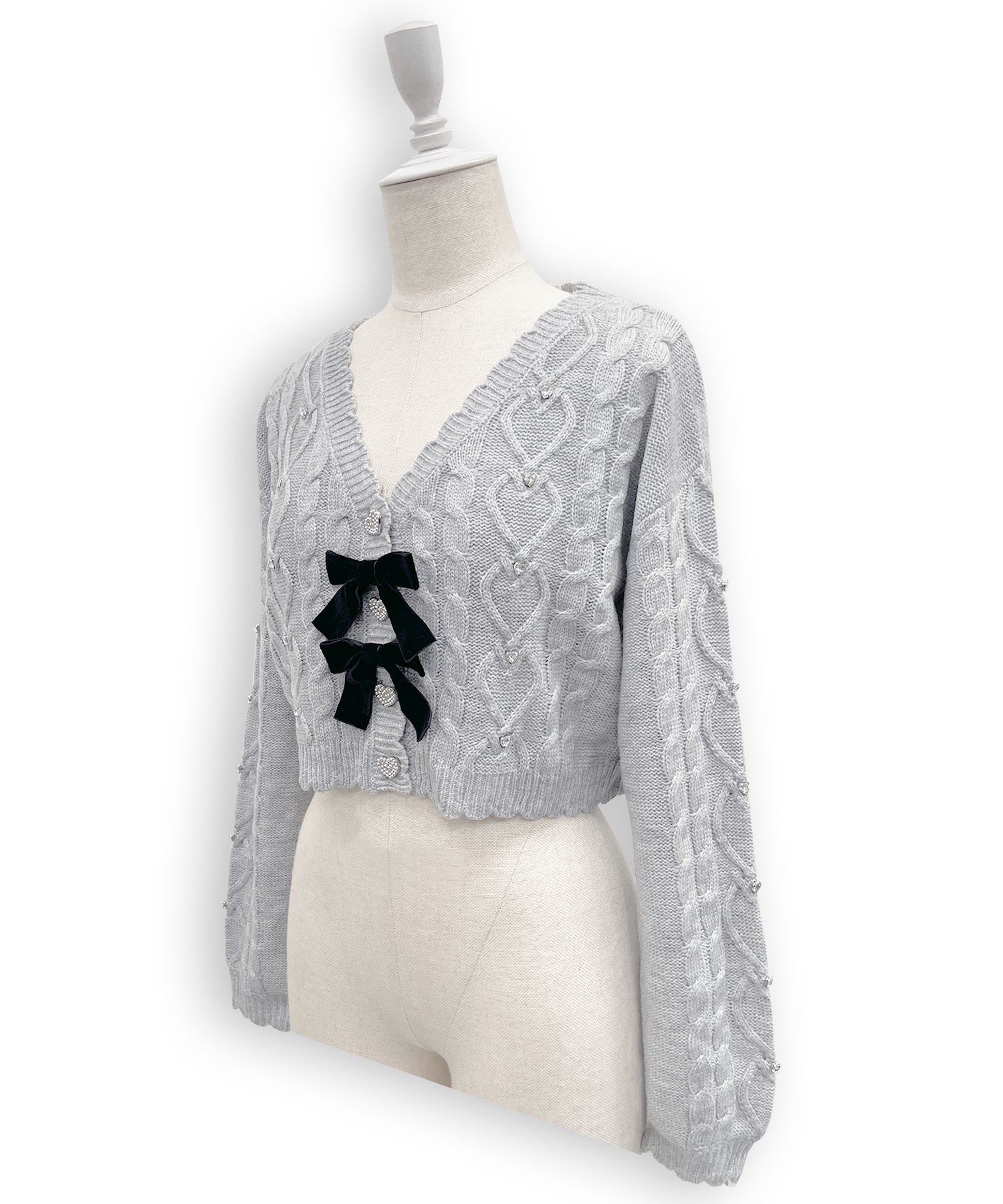 ハートビジューショートカーディガン