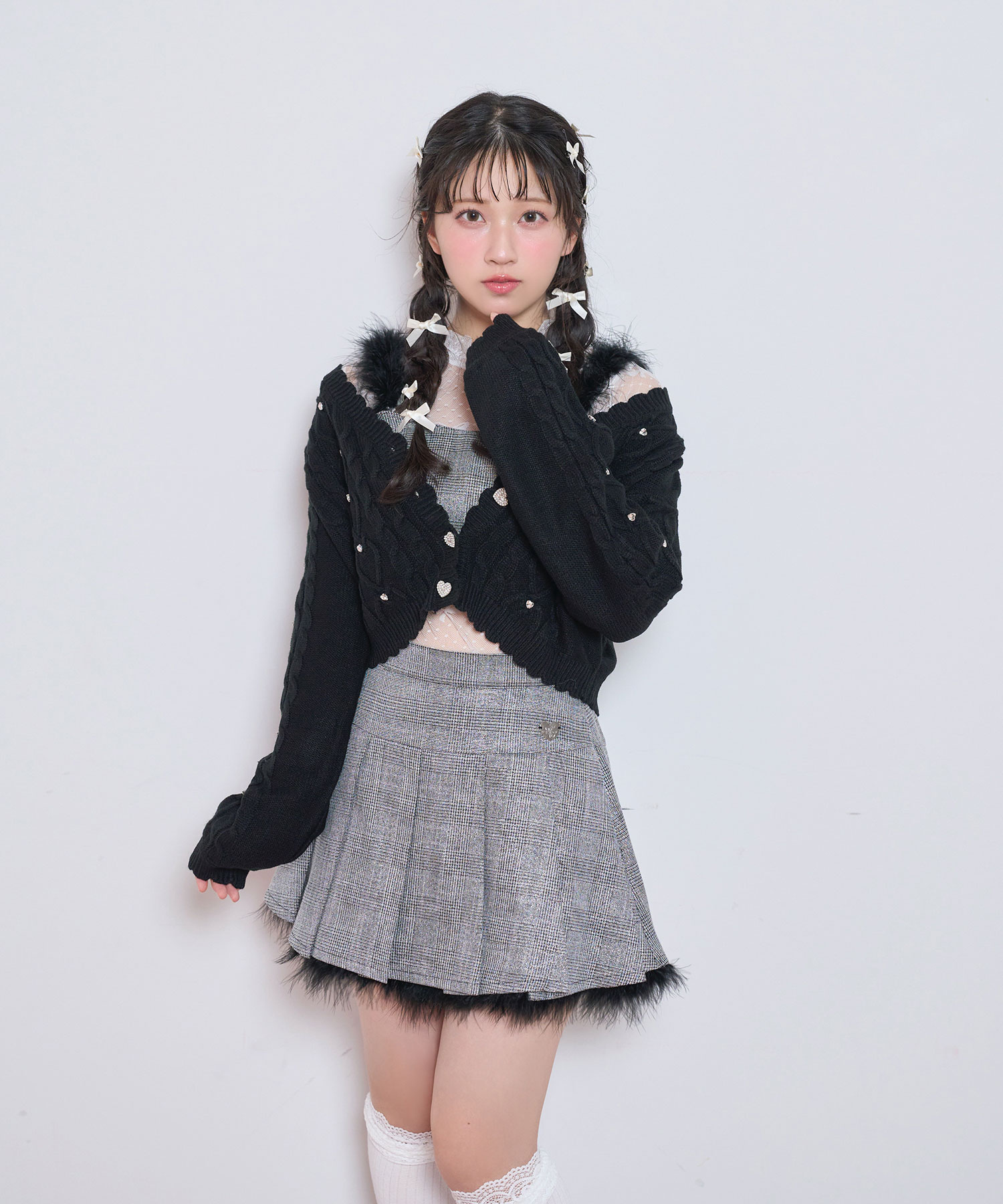 ハートビジューショートカーディガン