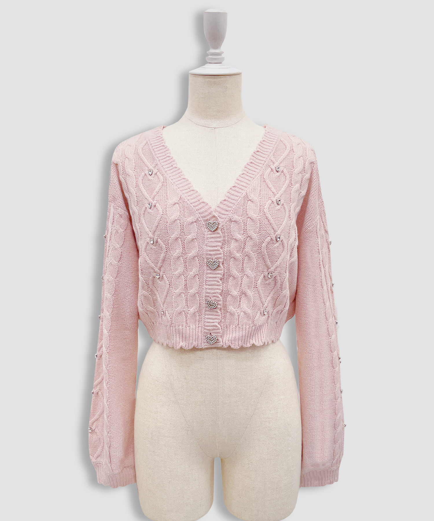 ハートビジューショートカーディガン