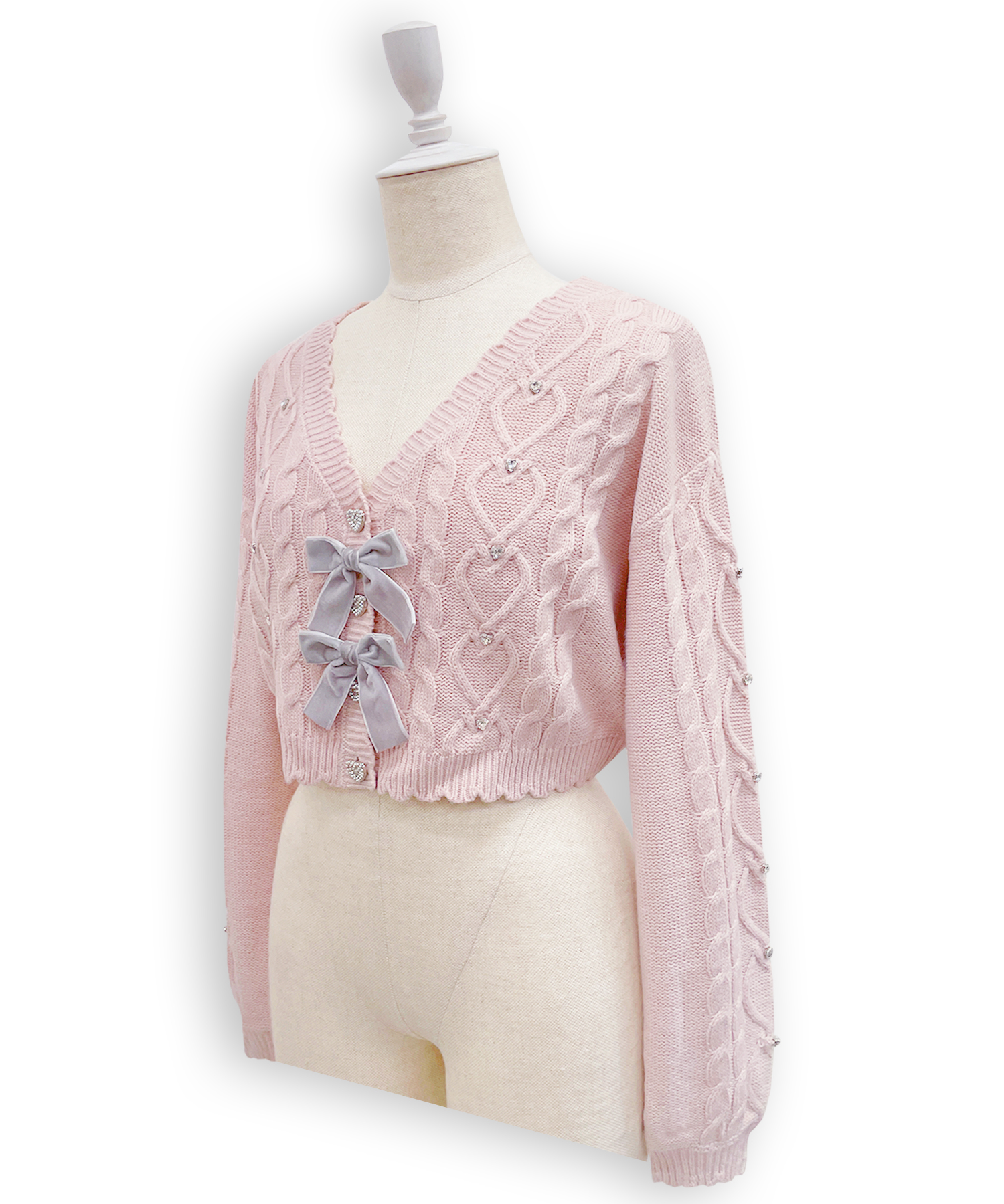 ハートビジューショートカーディガン