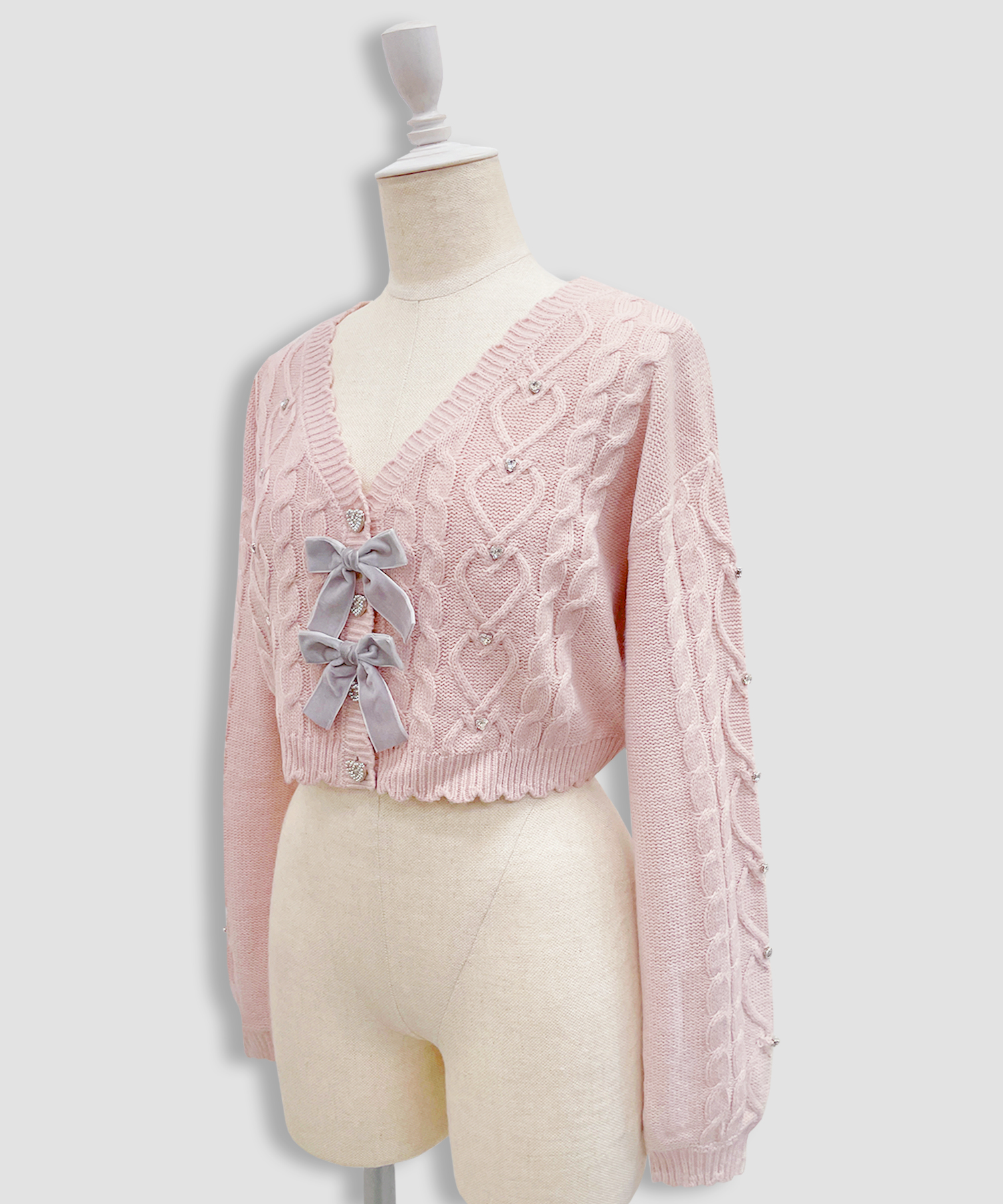 ハートビジューショートカーディガン