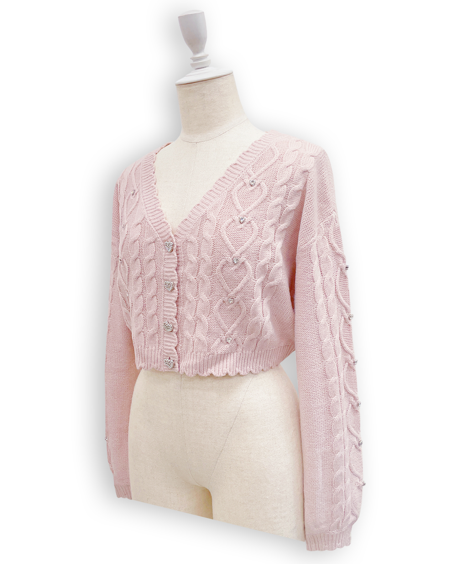 ハートビジューショートカーディガン