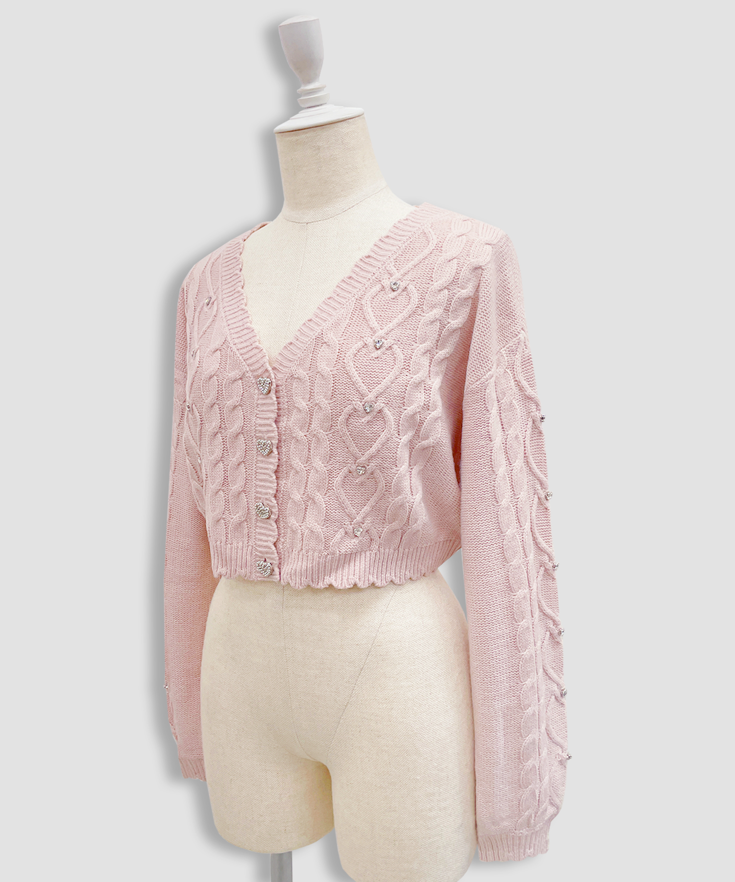ハートビジューショートカーディガン