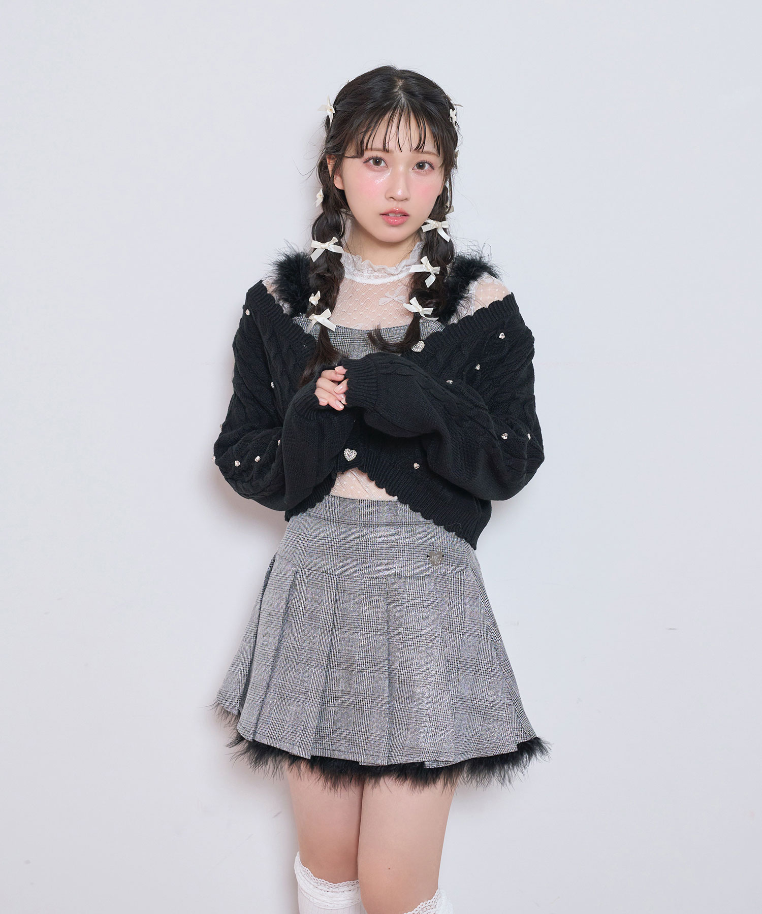 ハートビジューショートカーディガン