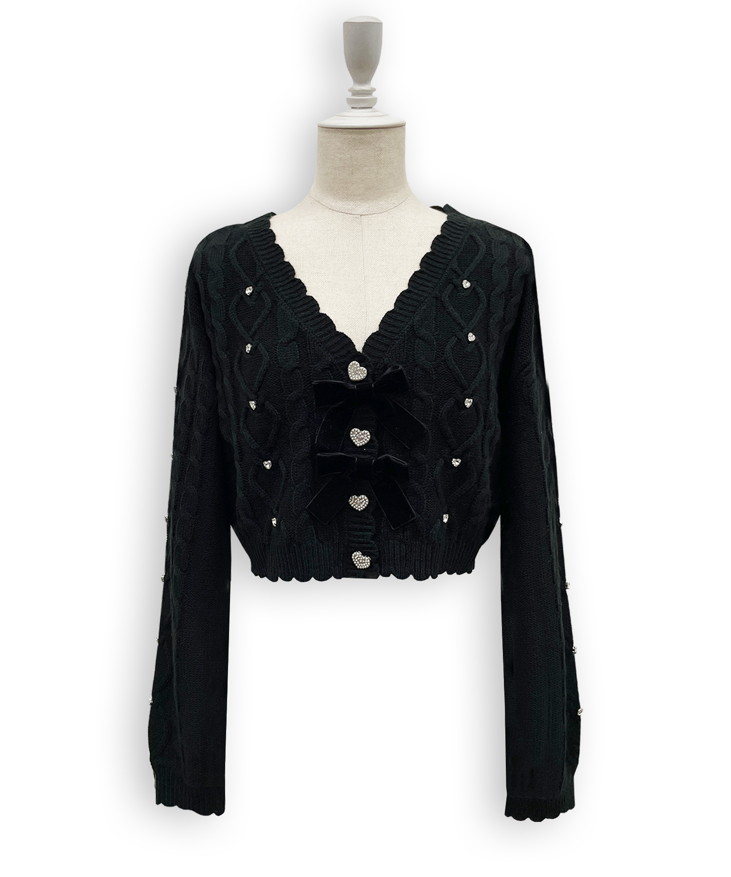 ハートビジューショートカーディガン