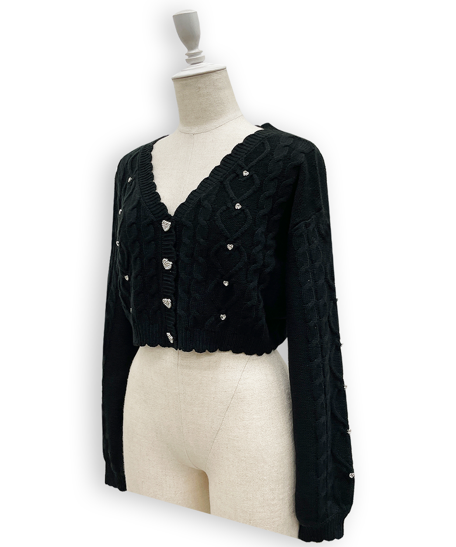ハートビジューショートカーディガン