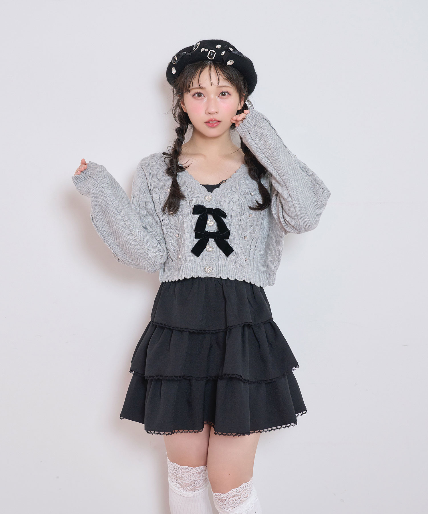 ハートビジューショートカーディガン