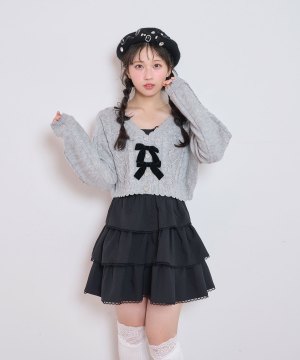 ハートビジューショートカーディガン