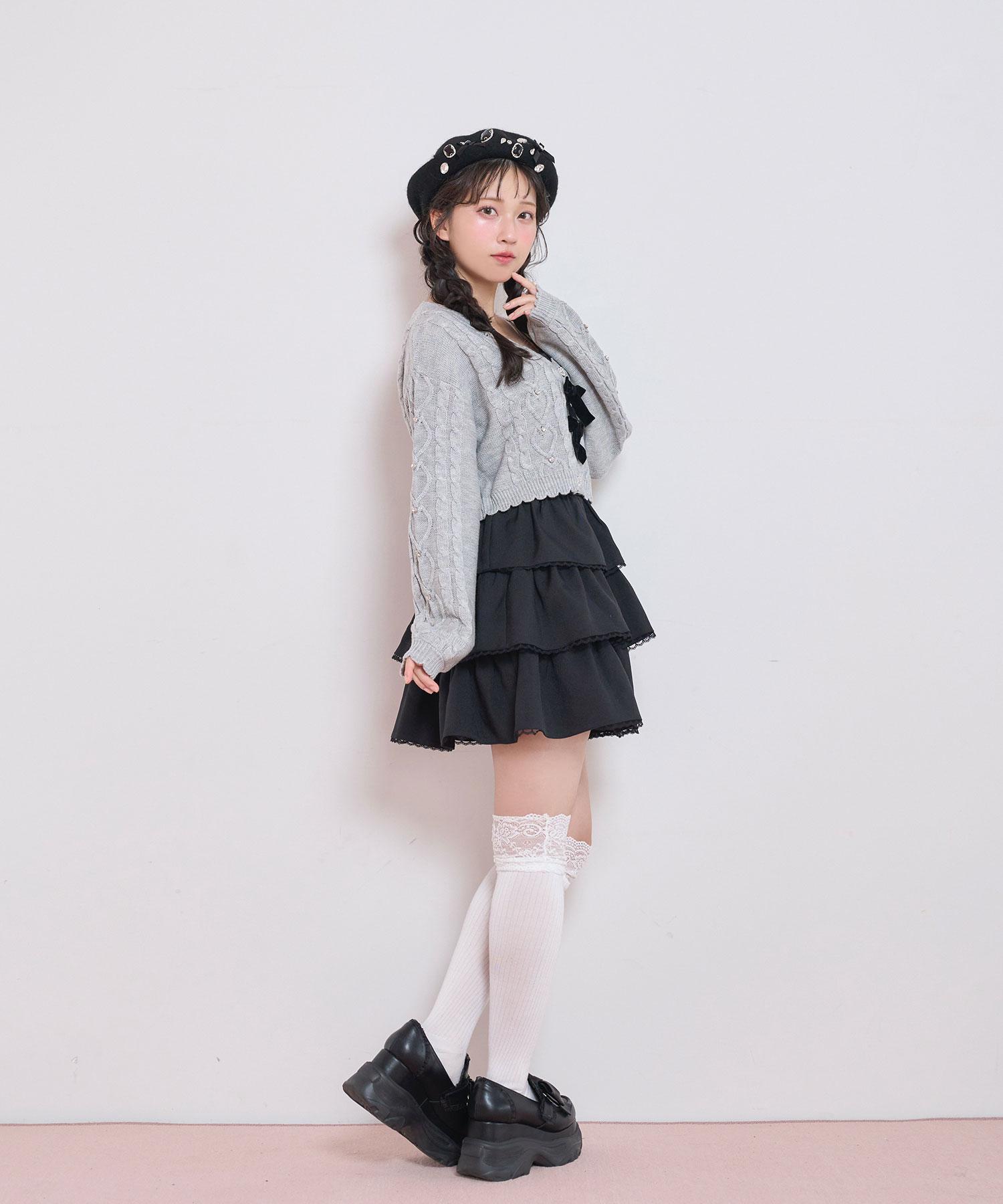 ハートビジューショートカーディガン