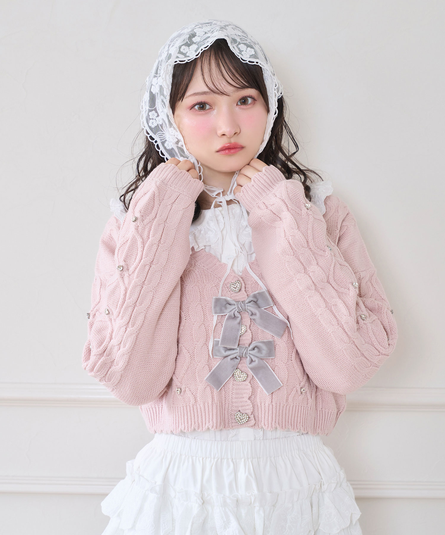 ハートビジューショートカーディガン