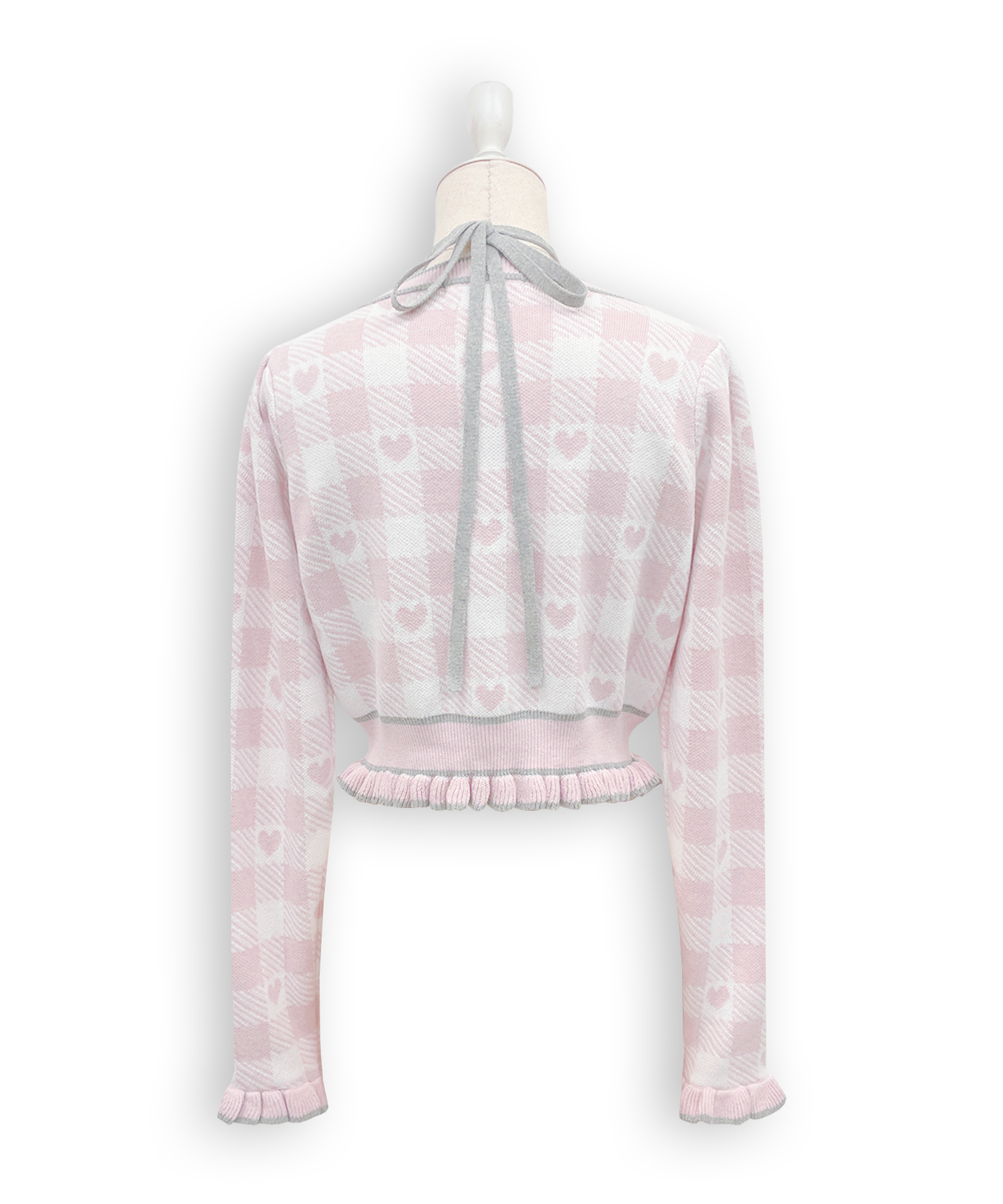 ハートギンガムチェックニットセットアップ