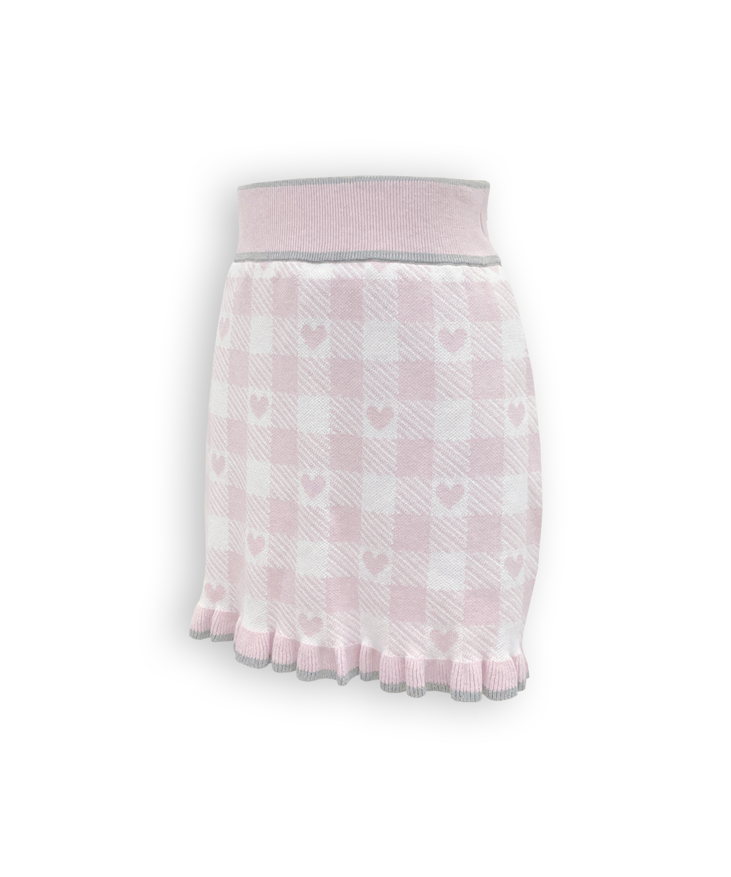 ハートギンガムチェックニットセットアップ