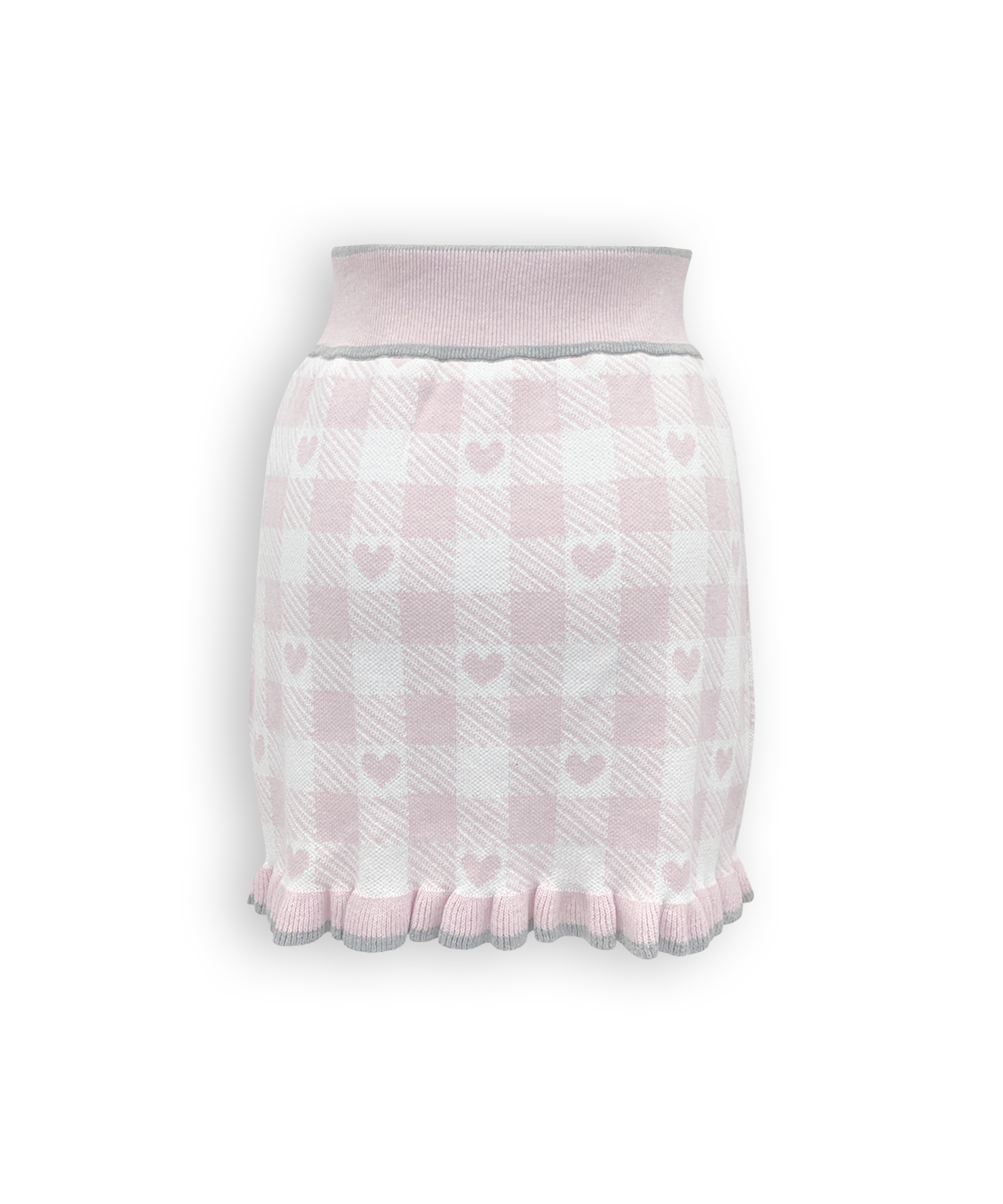 ハートギンガムチェックニットセットアップ