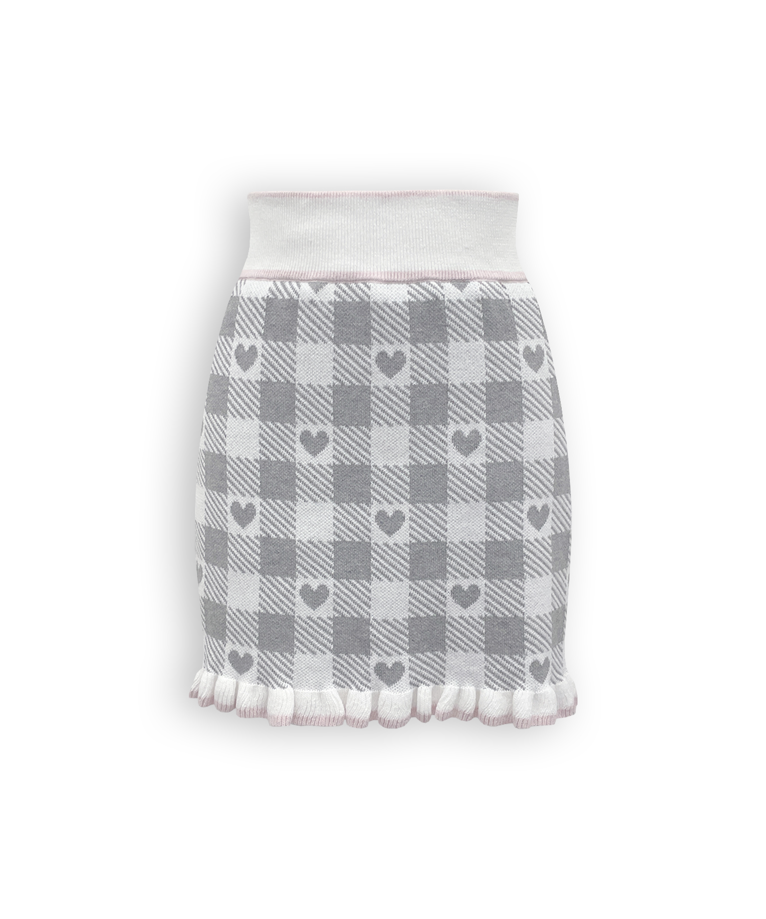 ハートギンガムチェックニットセットアップ