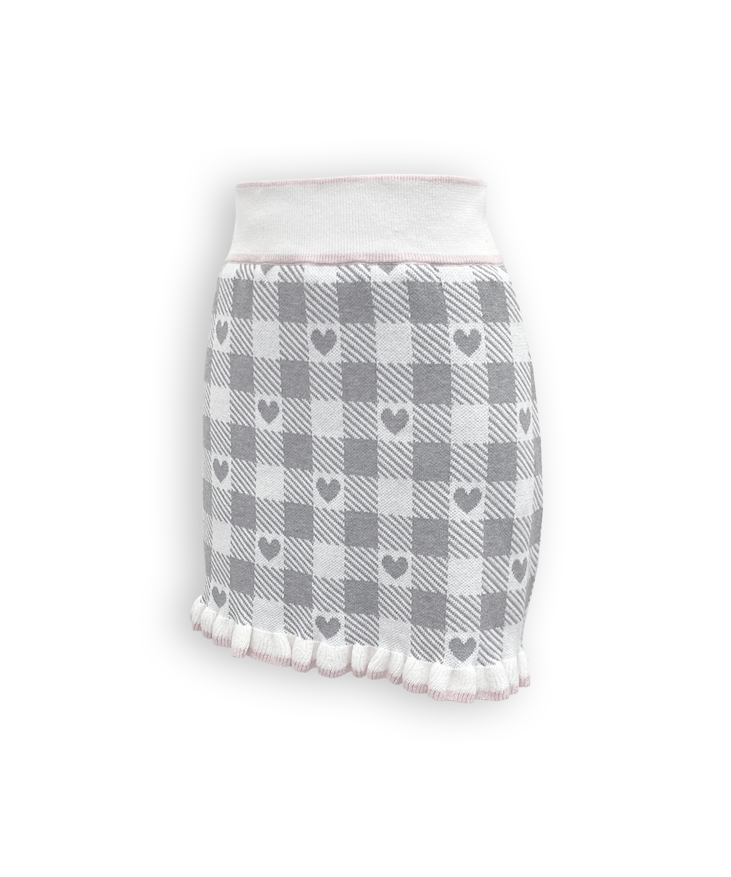 ハートギンガムチェックニットセットアップ