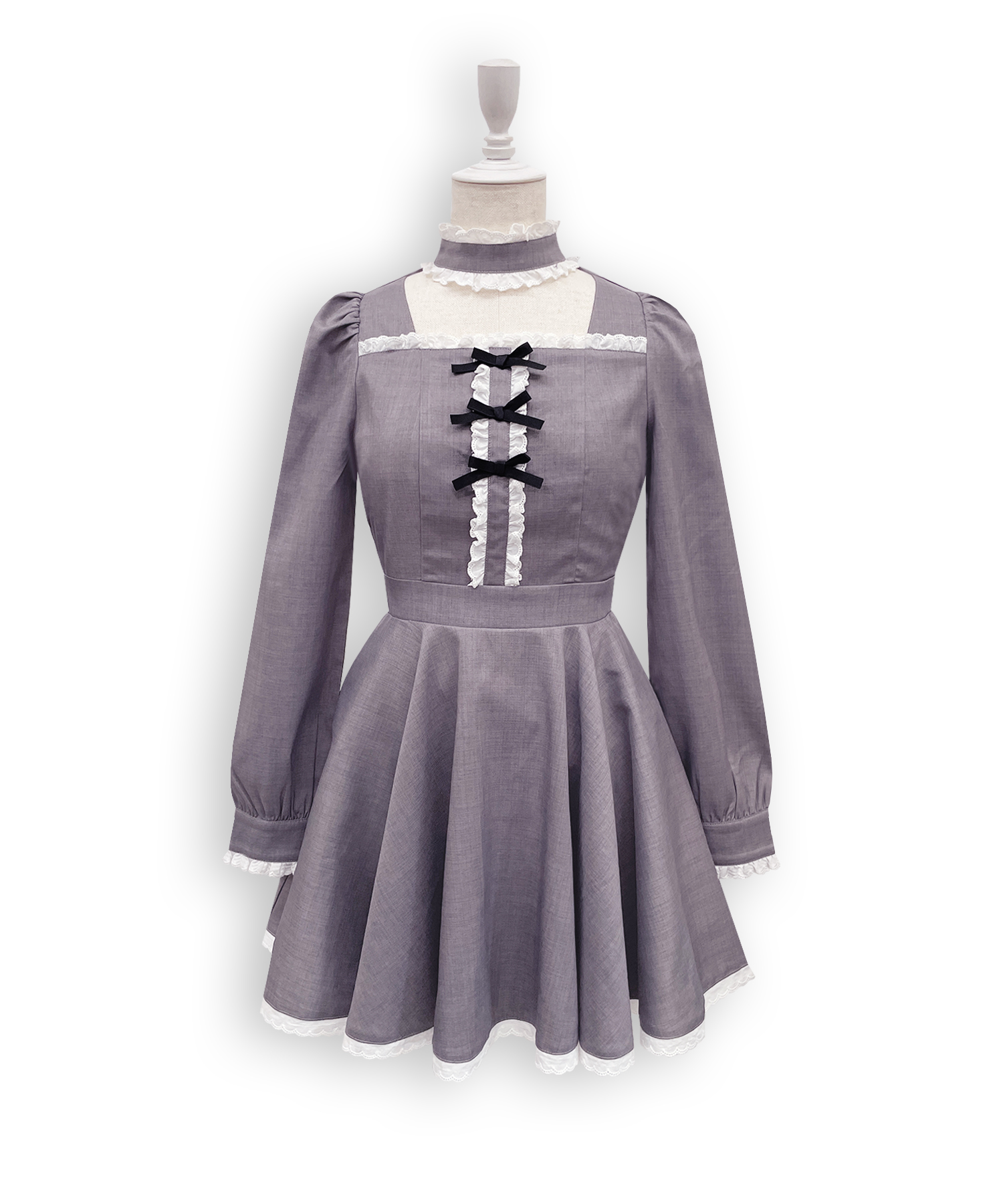 コットンレースデコルテ開きワンピース