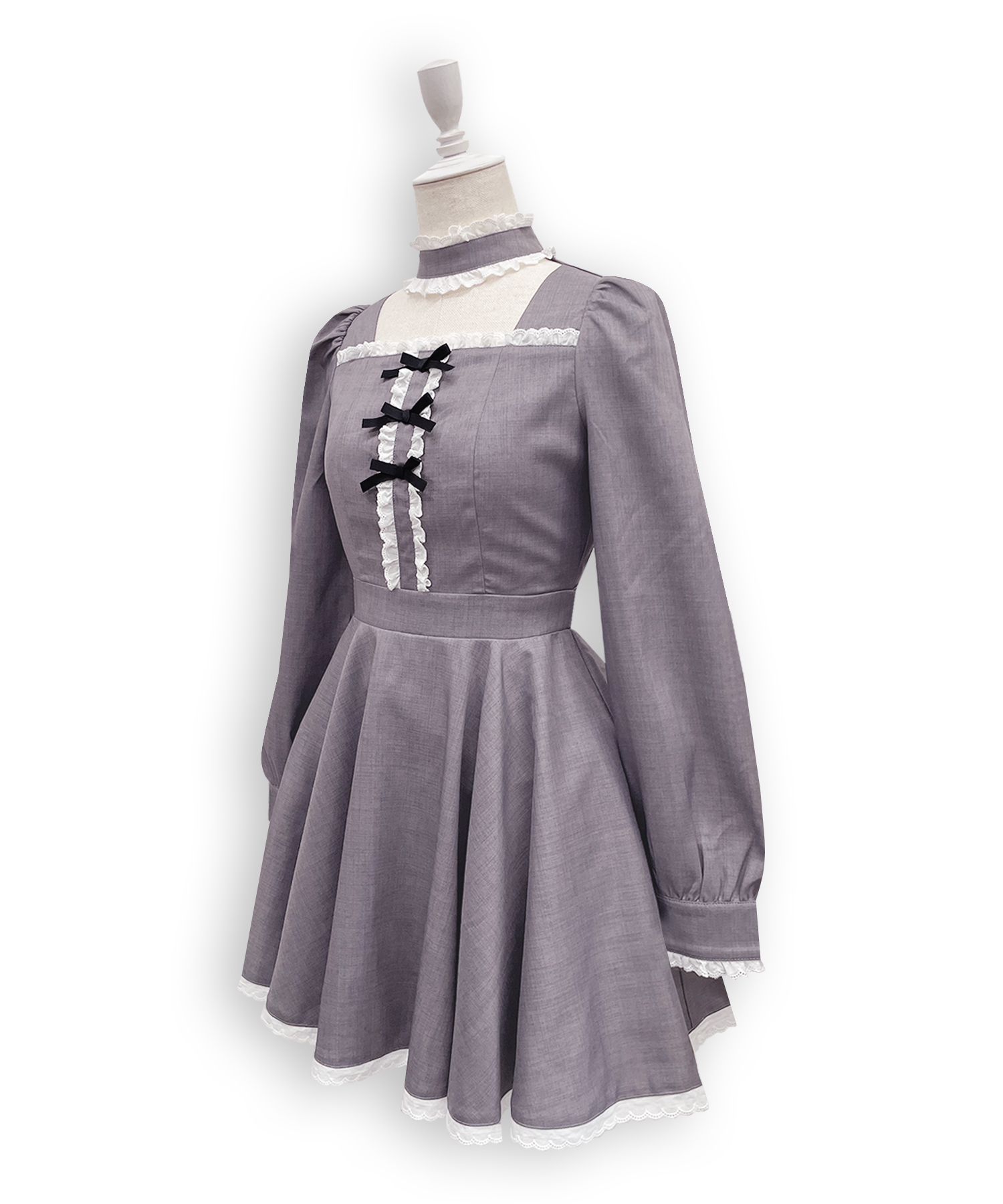 コットンレースデコルテ開きワンピース