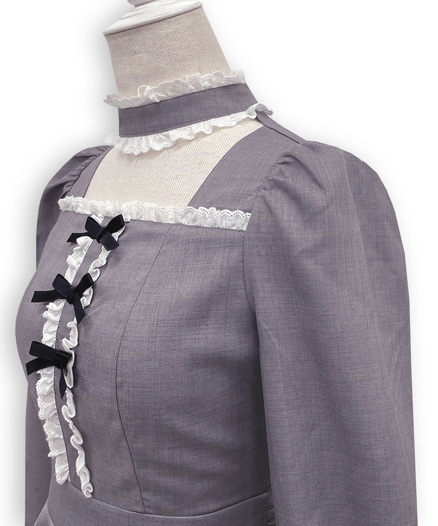 コットンレースデコルテ開きワンピース