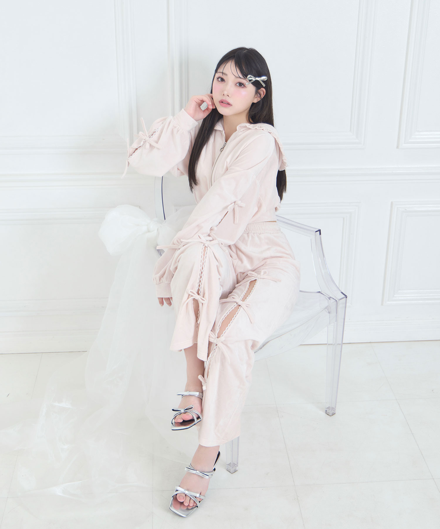 リボンスリットパンツ