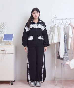 コットンはしごレーススウェットパンツ