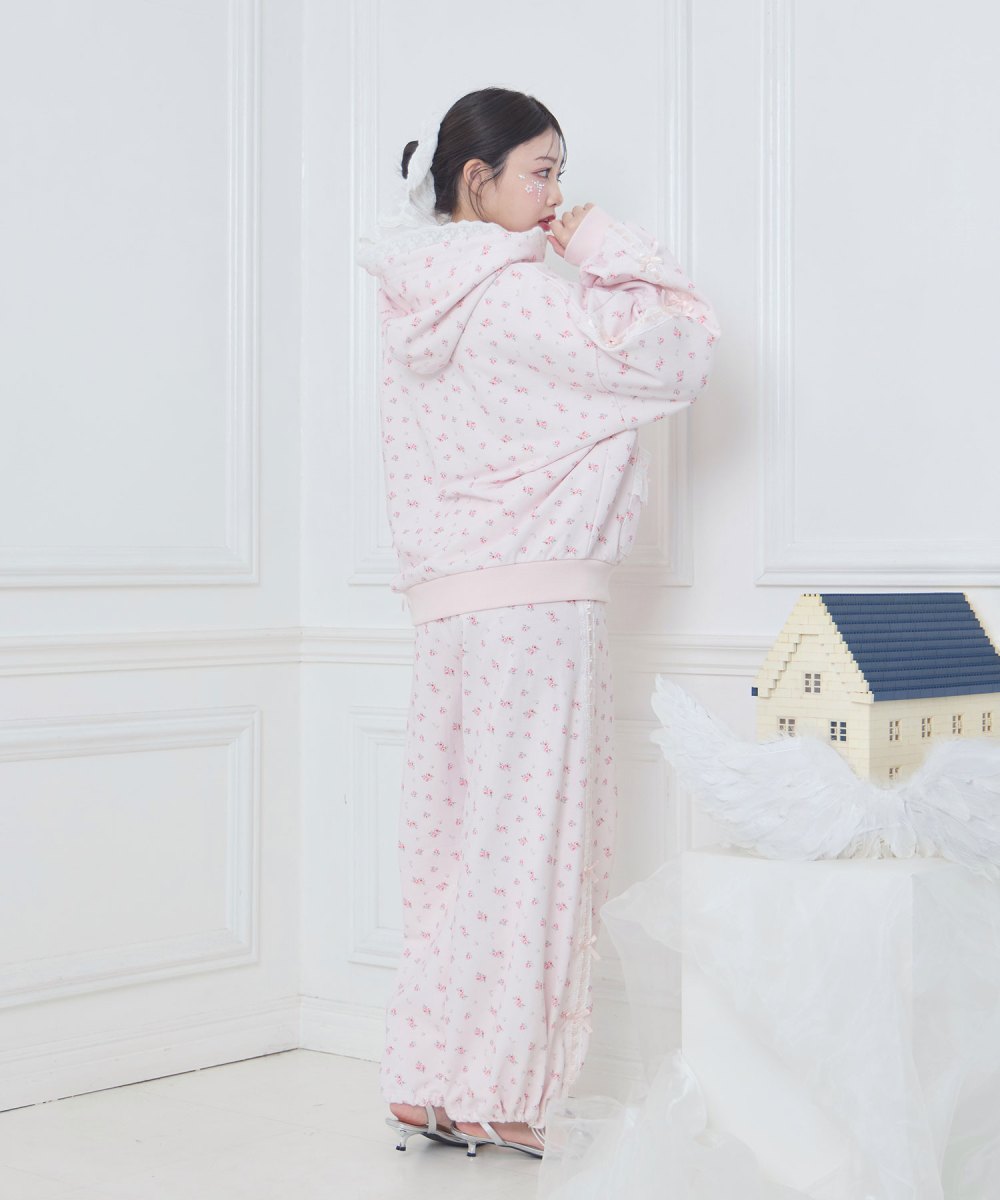 コットンはしごレーススウェットパンツ