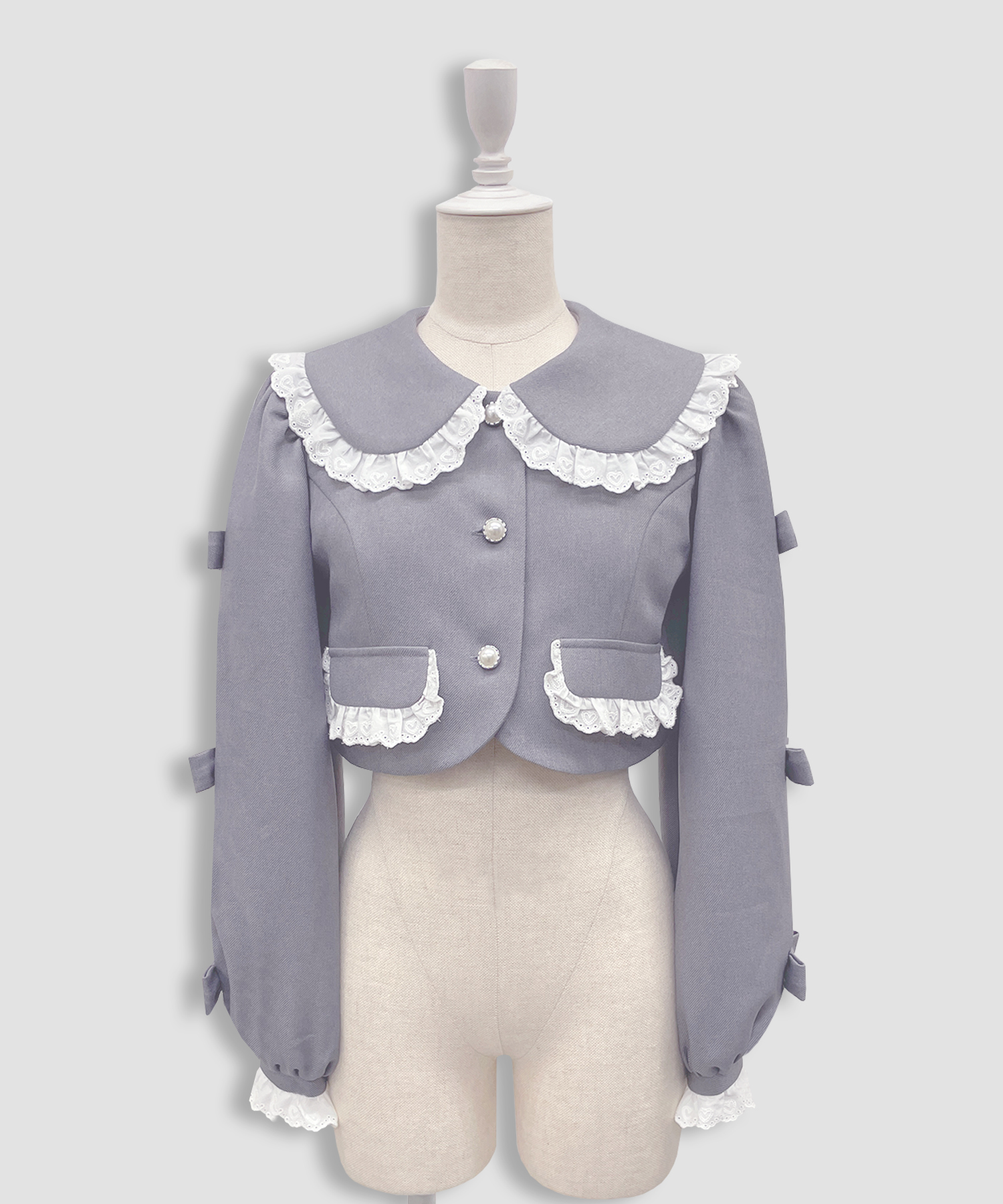 袖リボンコットンレースジャケットセットアップ