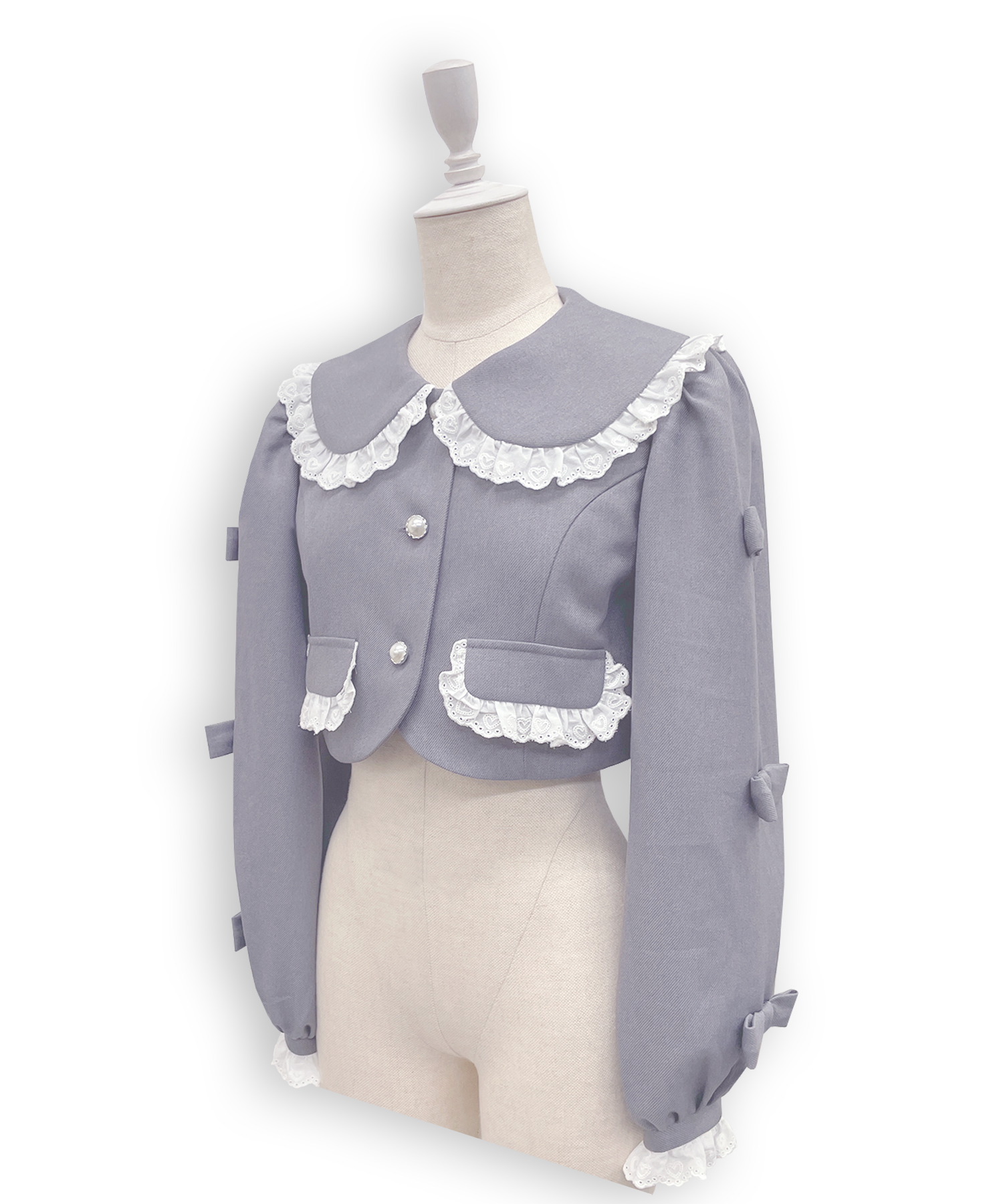 袖リボンコットンレースジャケットセットアップ