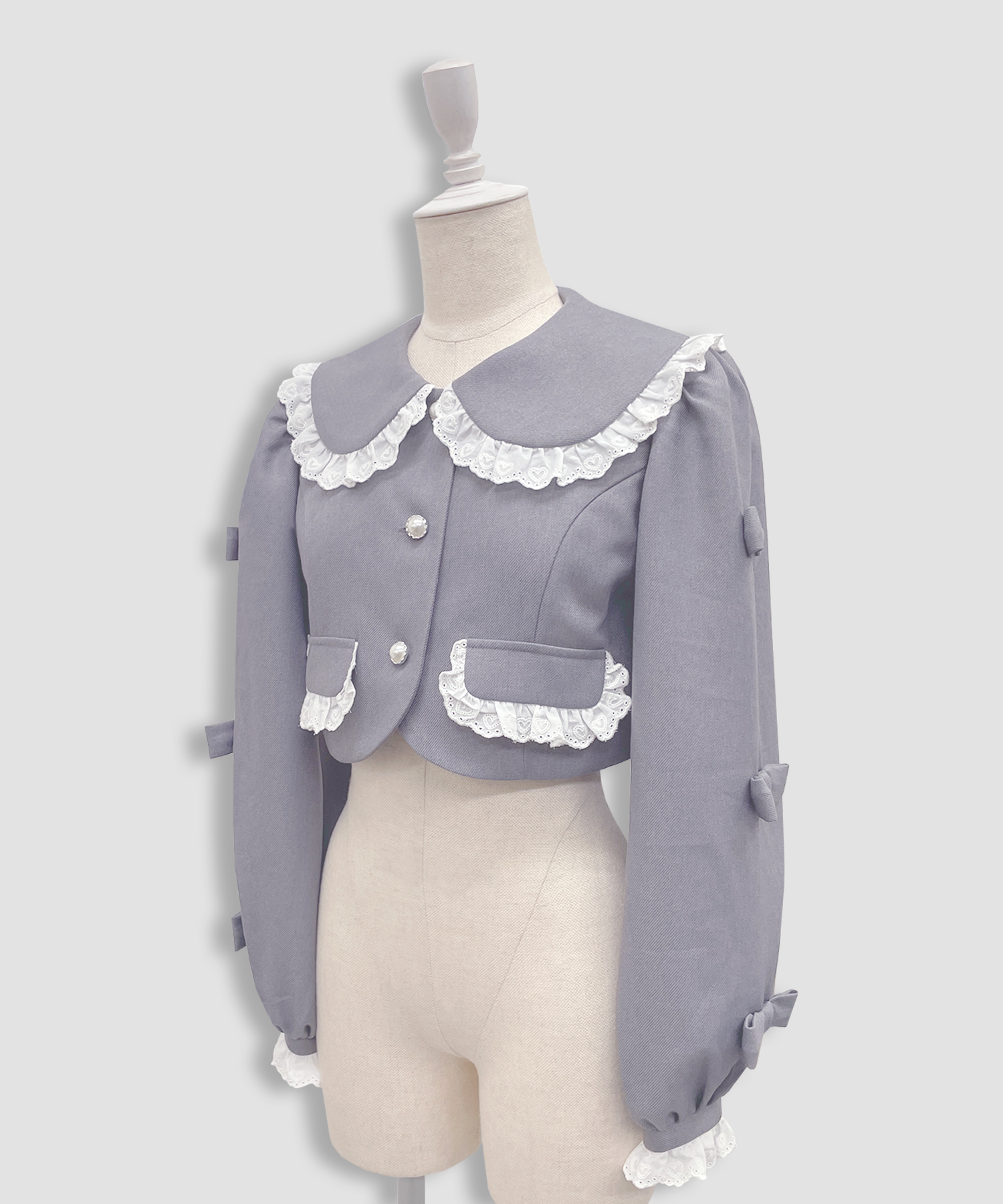 袖リボンコットンレースジャケットセットアップ