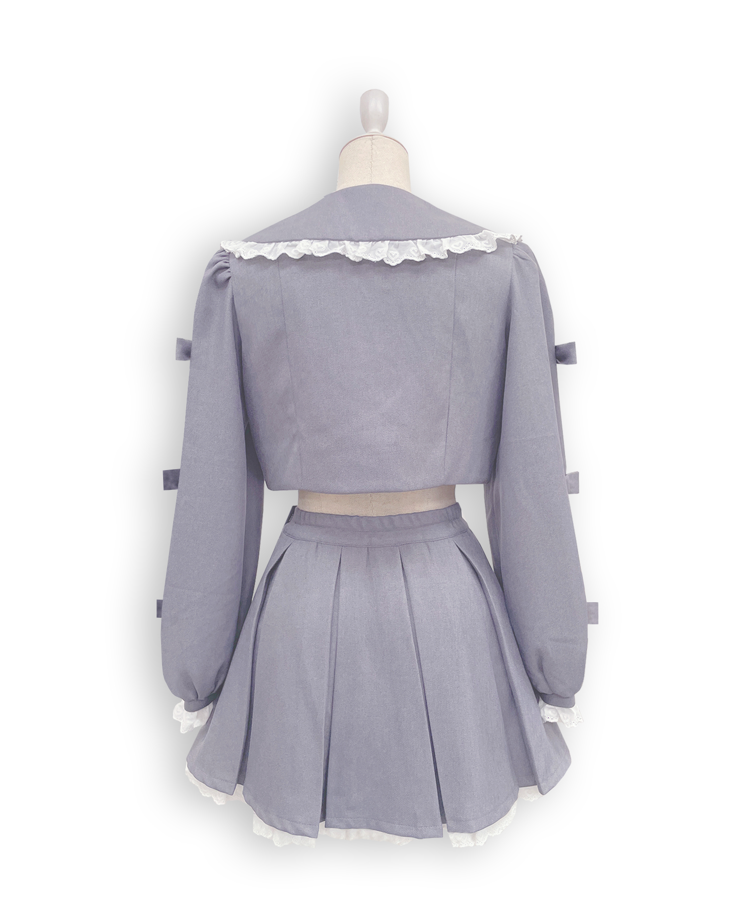 袖リボンコットンレースジャケットセットアップ