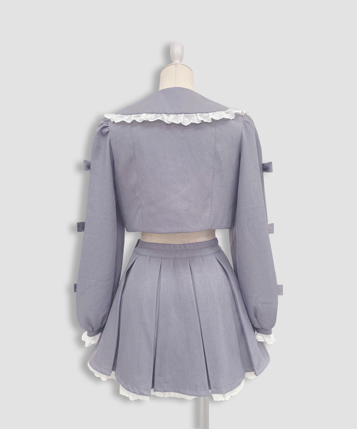 袖リボンコットンレースジャケットセットアップ