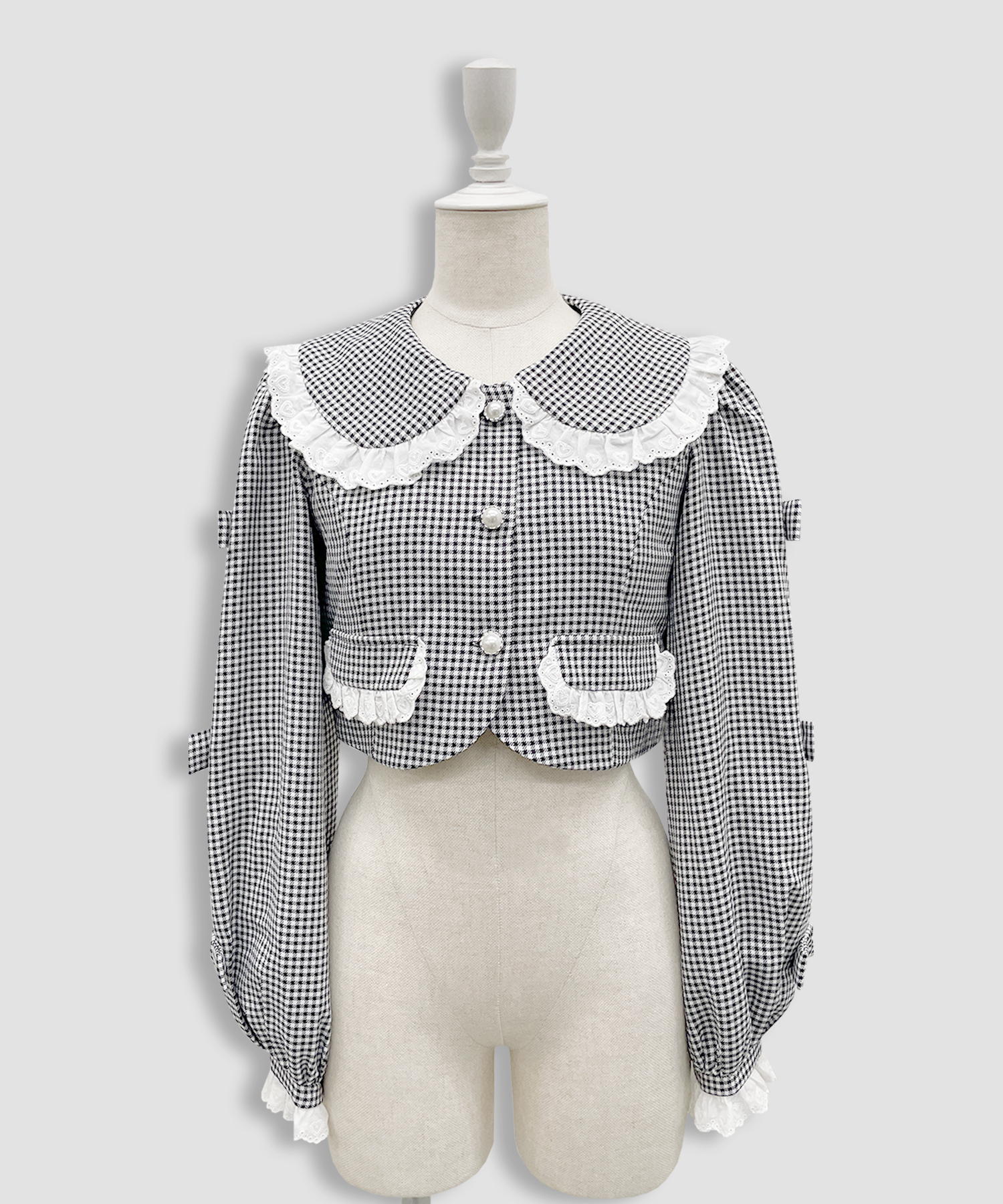 袖リボンコットンレースジャケットセットアップ