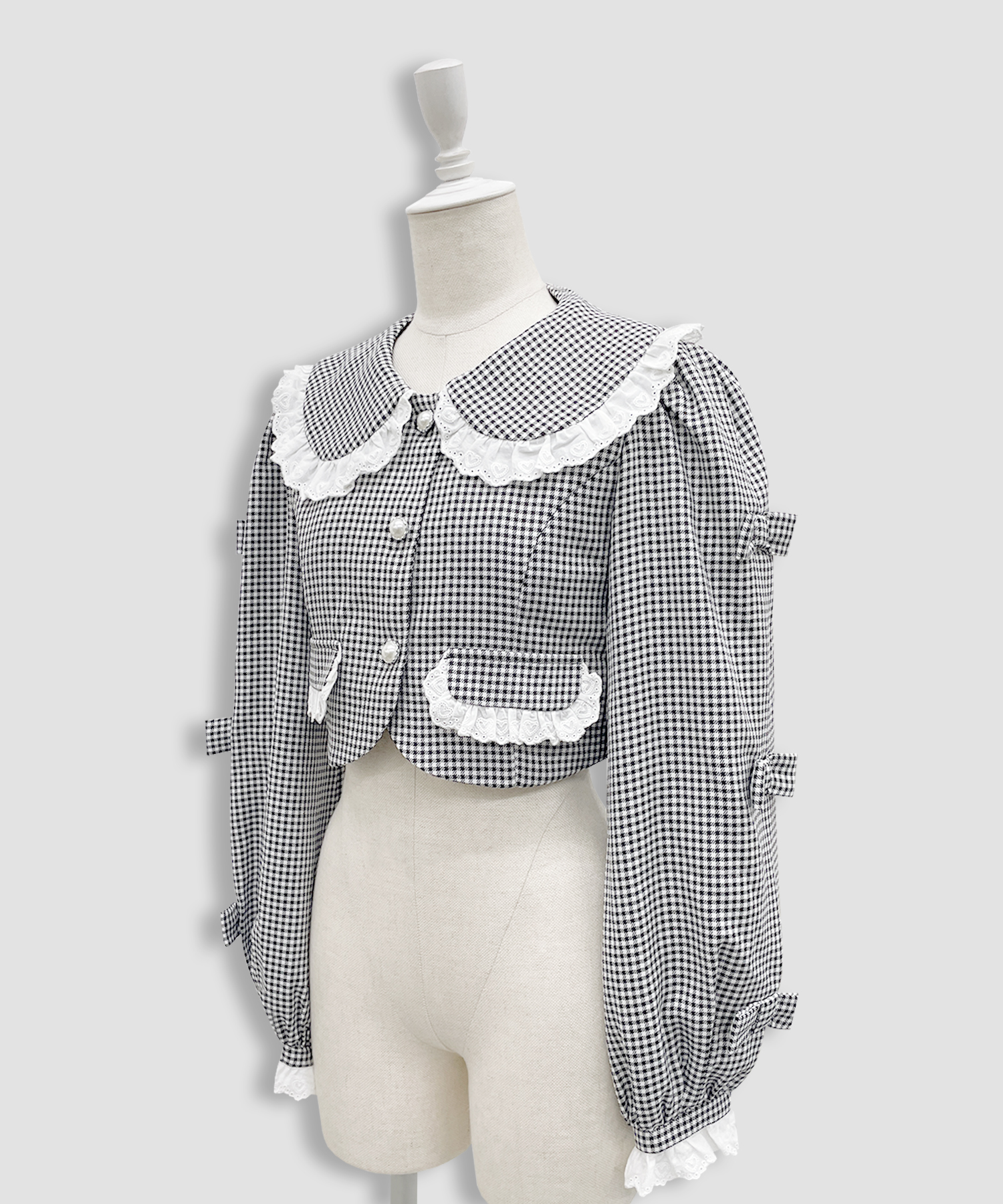 袖リボンコットンレースジャケットセットアップ