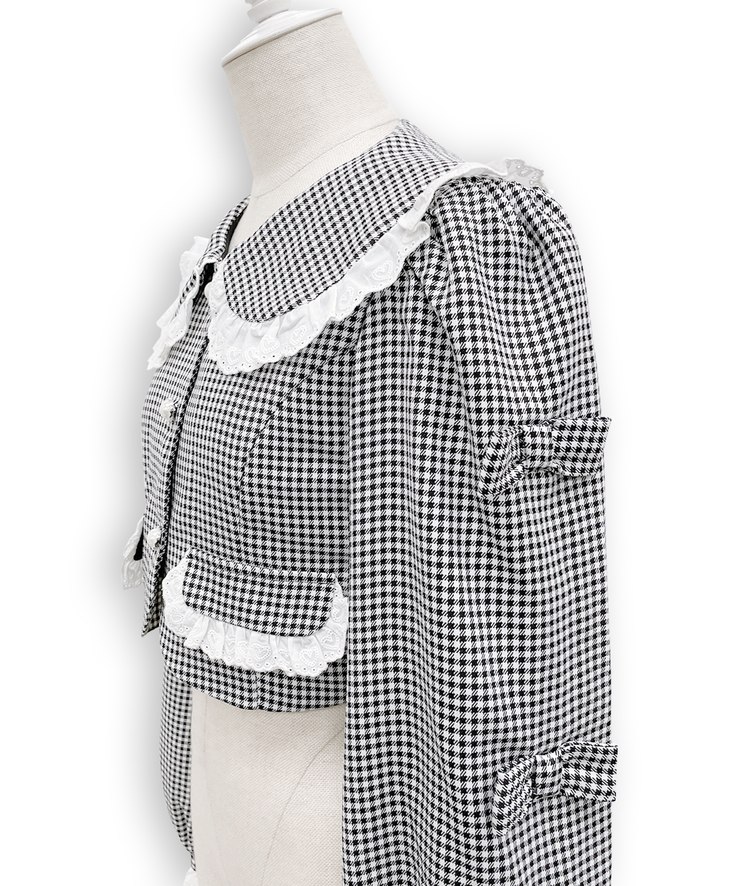 袖リボンコットンレースジャケットセットアップ