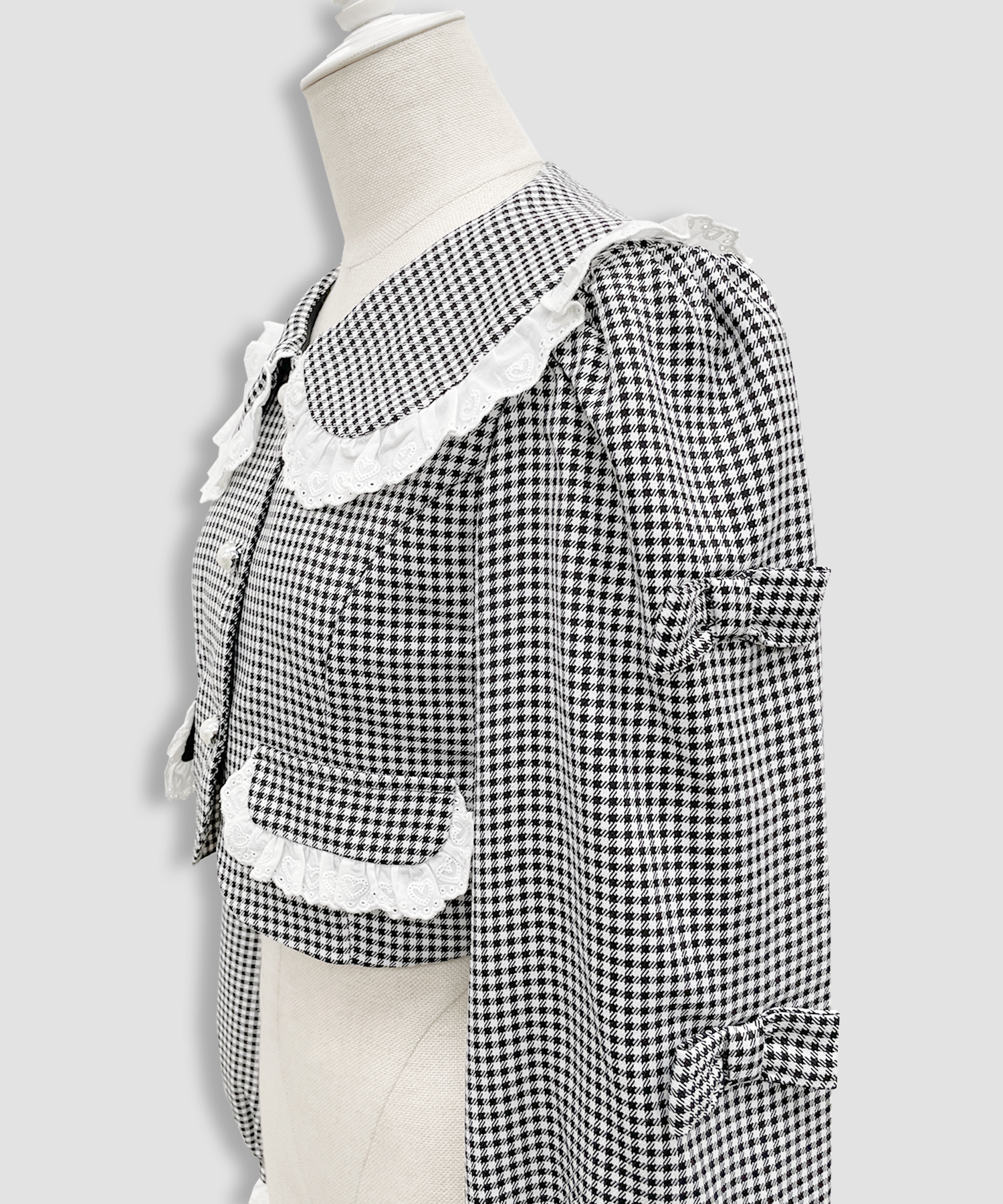 袖リボンコットンレースジャケットセットアップ