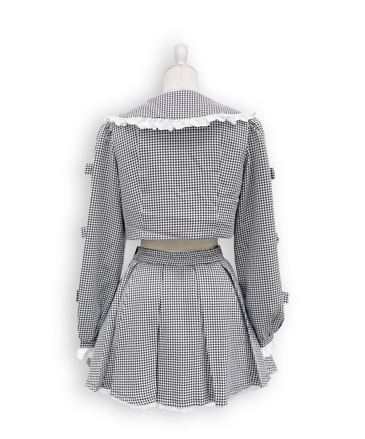 袖リボンコットンレースジャケットセットアップ