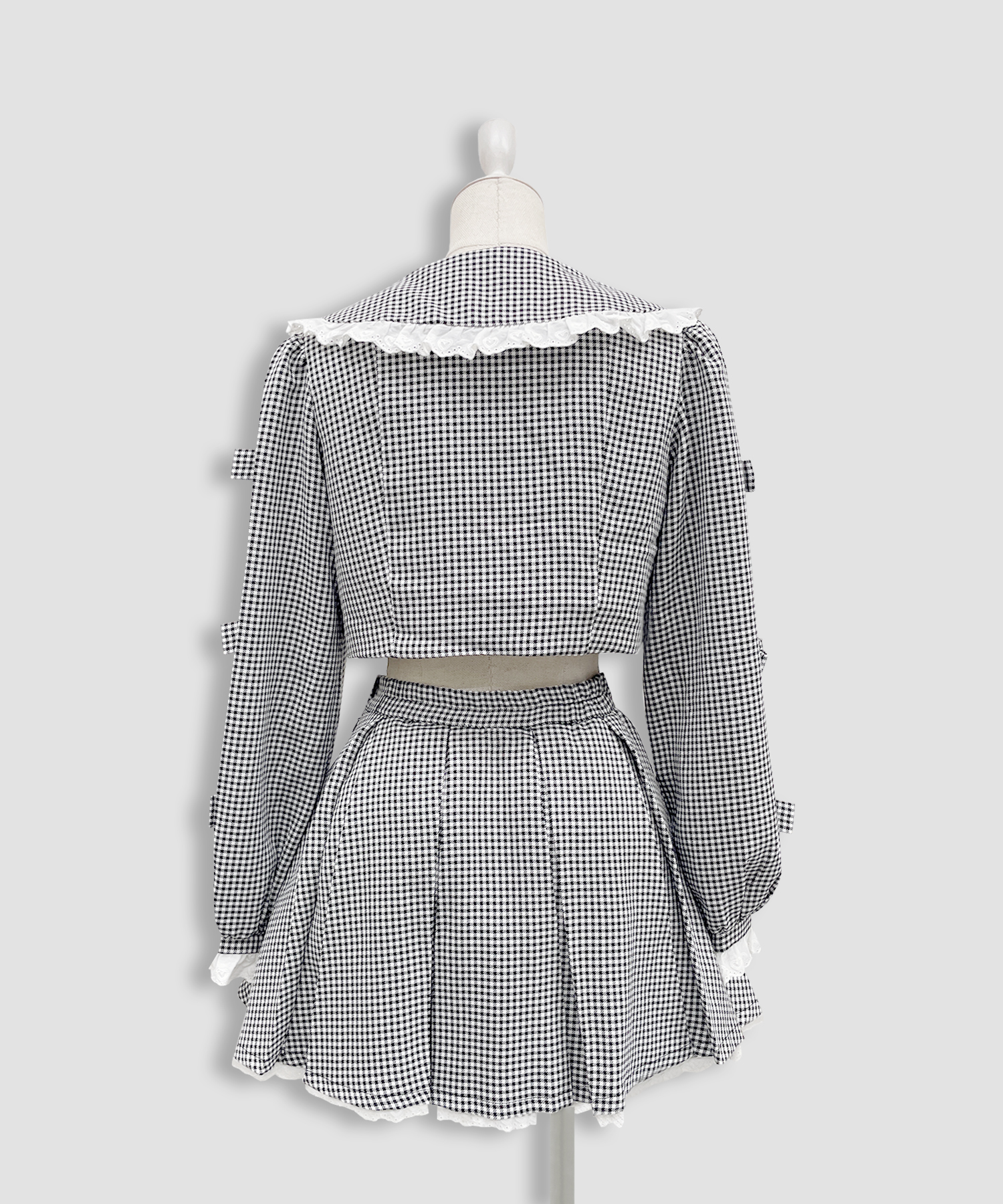 袖リボンコットンレースジャケットセットアップ