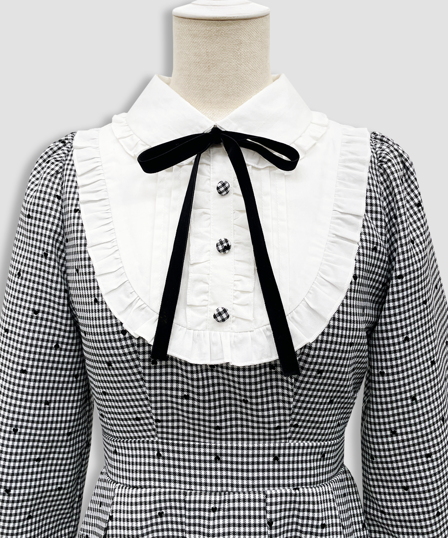 ベロアリボン配色ヨークワンピース