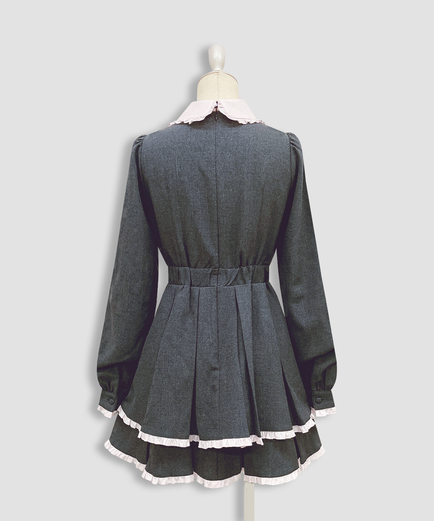 ベロアリボン配色ヨークワンピース